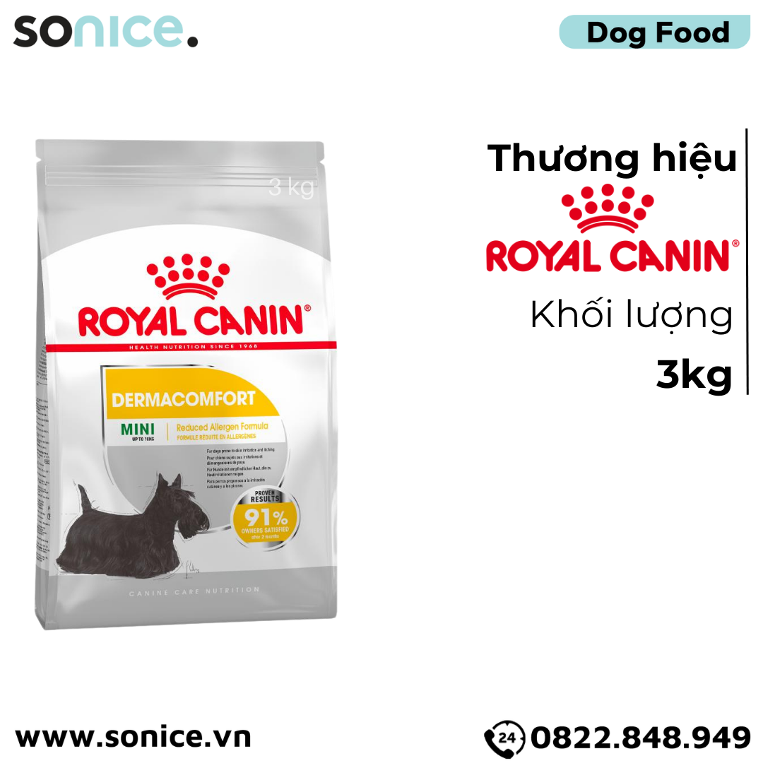  Thức ăn chó Royal Canin Mini Dermacomfort 3kg - Hỗ trợ dị ứng,cho giống chó nhỏ < 10kg SONICE. 