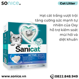  Cát vệ sinh Sanicat Clumping Active White Litter Oxygen Odour Control 10L - Kiểm soát mùi và diệt khuẩn SONICE. 