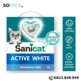  Cát vệ sinh Sanicat Clumping Active White Litter Oxygen Odour Control 10L - Kiểm soát mùi và diệt khuẩn SONICE. 