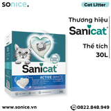  Cát vệ sinh Sanicat Clumping Active White Litter Oxygen Odour Control 30L - Kiểm soát mùi và diệt khuẩn SONICE. 