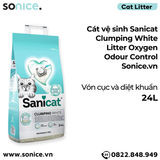  Cát vệ sinh Sanicat Clumping White Litter Oxygen Odour Control 24L - Vón cục và diệt khuẩn SONICE. 