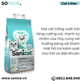  Cát vệ sinh Sanicat Clumping White Litter Oxygen Odour Control Cotton Fresh 20L - Hương bông vải SONICE. 