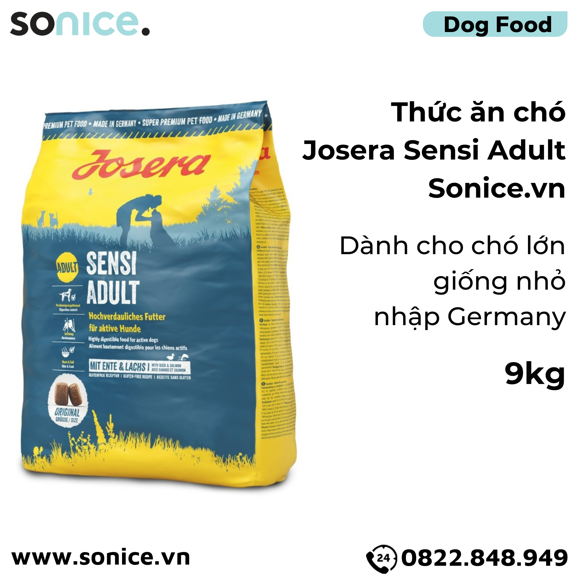  Thức ăn chó Josera Sensi Adult 9kg - chó trưởng thành giống vừa Nhập Germany SONICE. 