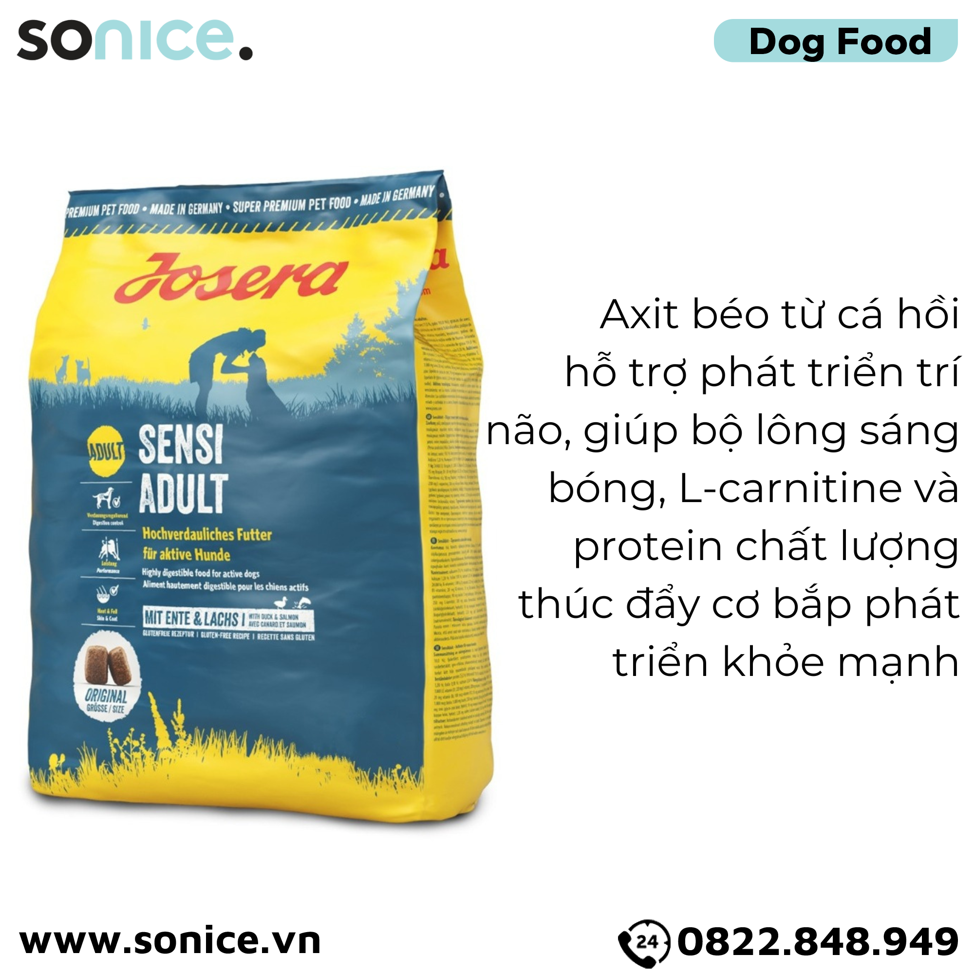  Thức ăn chó Josera Sensi Adult 9kg - chó trưởng thành giống vừa Nhập Germany SONICE. 