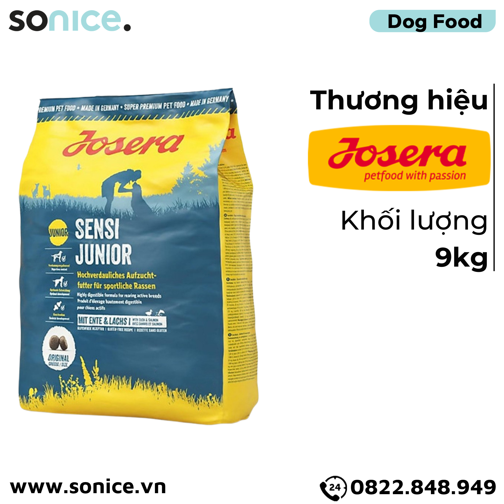  Thức ăn chó Josera Sensi Junior 9kg - chó con giống vừa nhập Germany SONICE. 