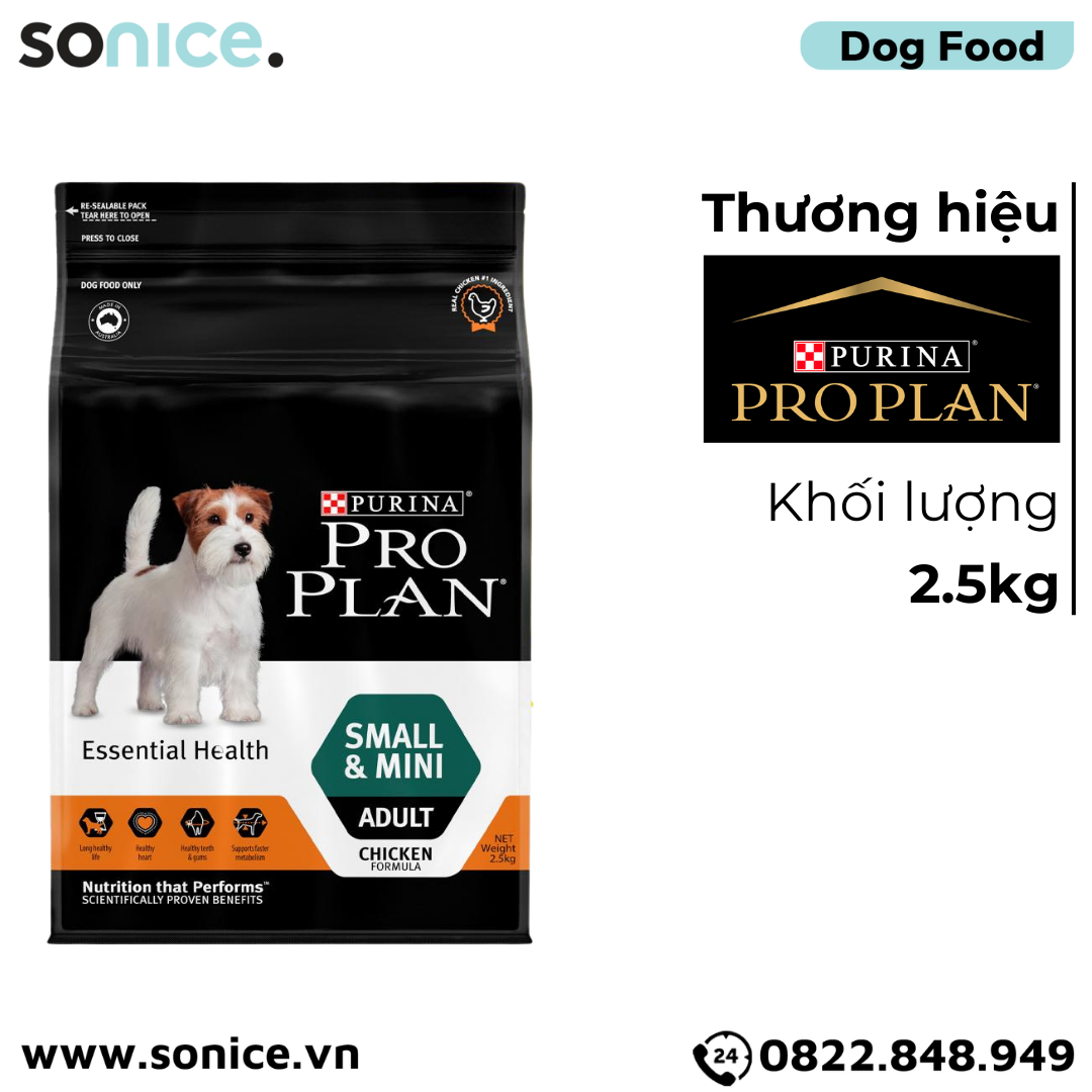  Thức ăn chó Purina PRO PLAN Small Mini Adult Chicken 2.5kg - chó trưởng thành giống nhỏ vị gà SONICE. 