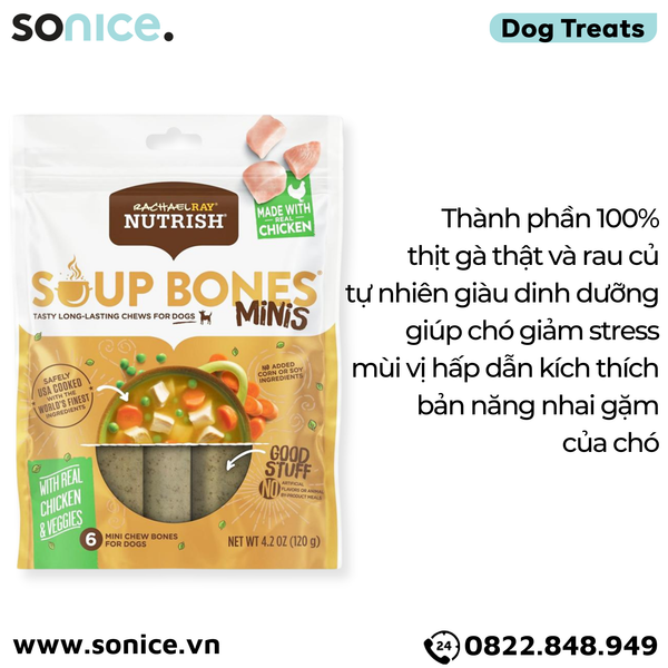  Treats Rachael Ray Nutrish Soup Bones Minis Chicken & Veggies Flavor for Dogs 120g - Thịt gà và rau củ cho chó SONICE. 