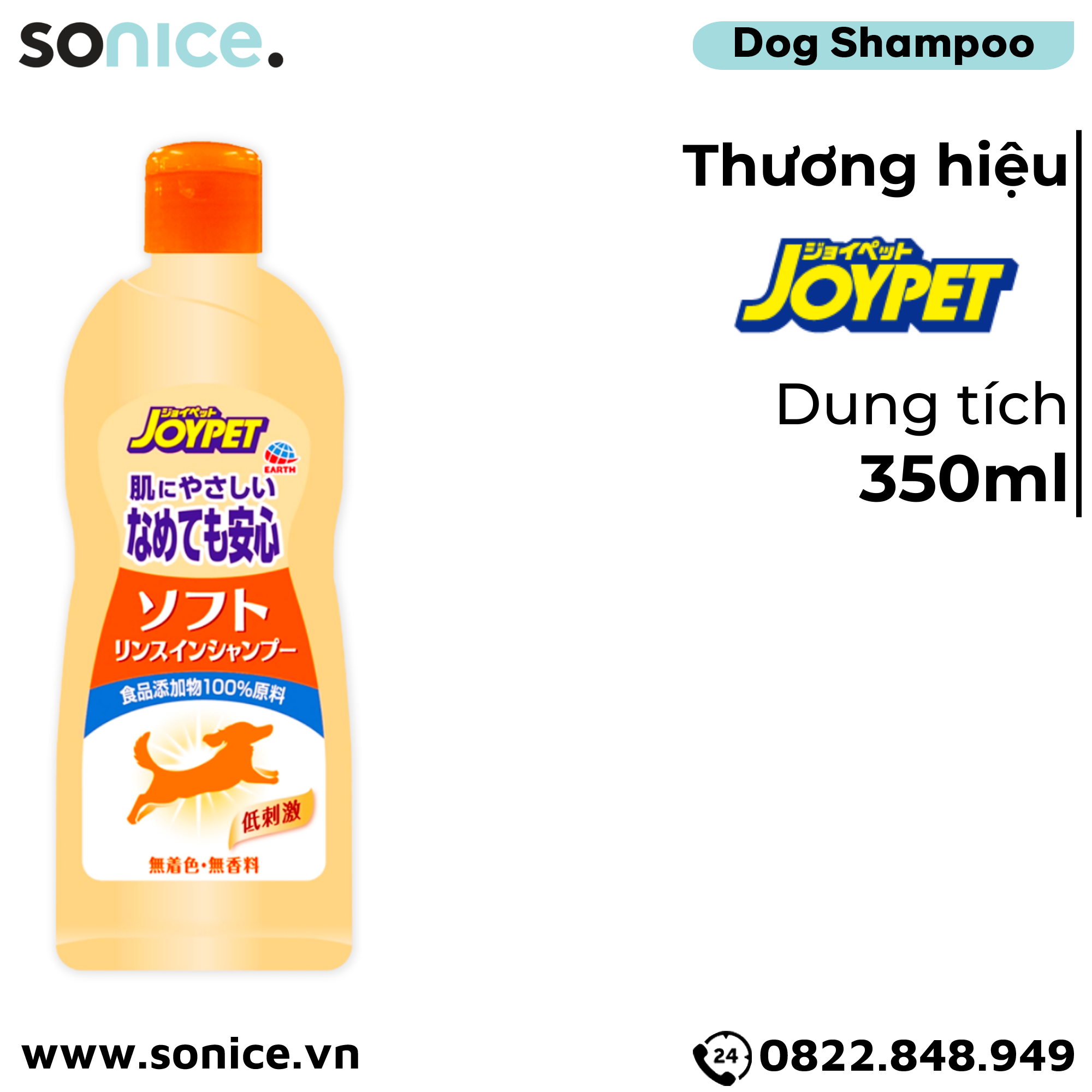  Sữa tắm Joy Johnson Soft 2in1 Shampoo for Dogs 350ml - Dành riêng cho chó con và chó già, Nhật Bản - SONICE. 