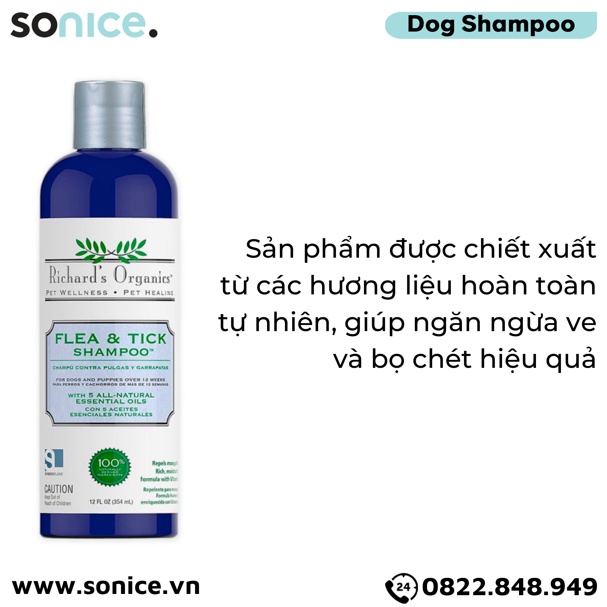  Sữa tắm Richard's Flea & Tick 354mL - Trị ve và bọ chét SONICE. 