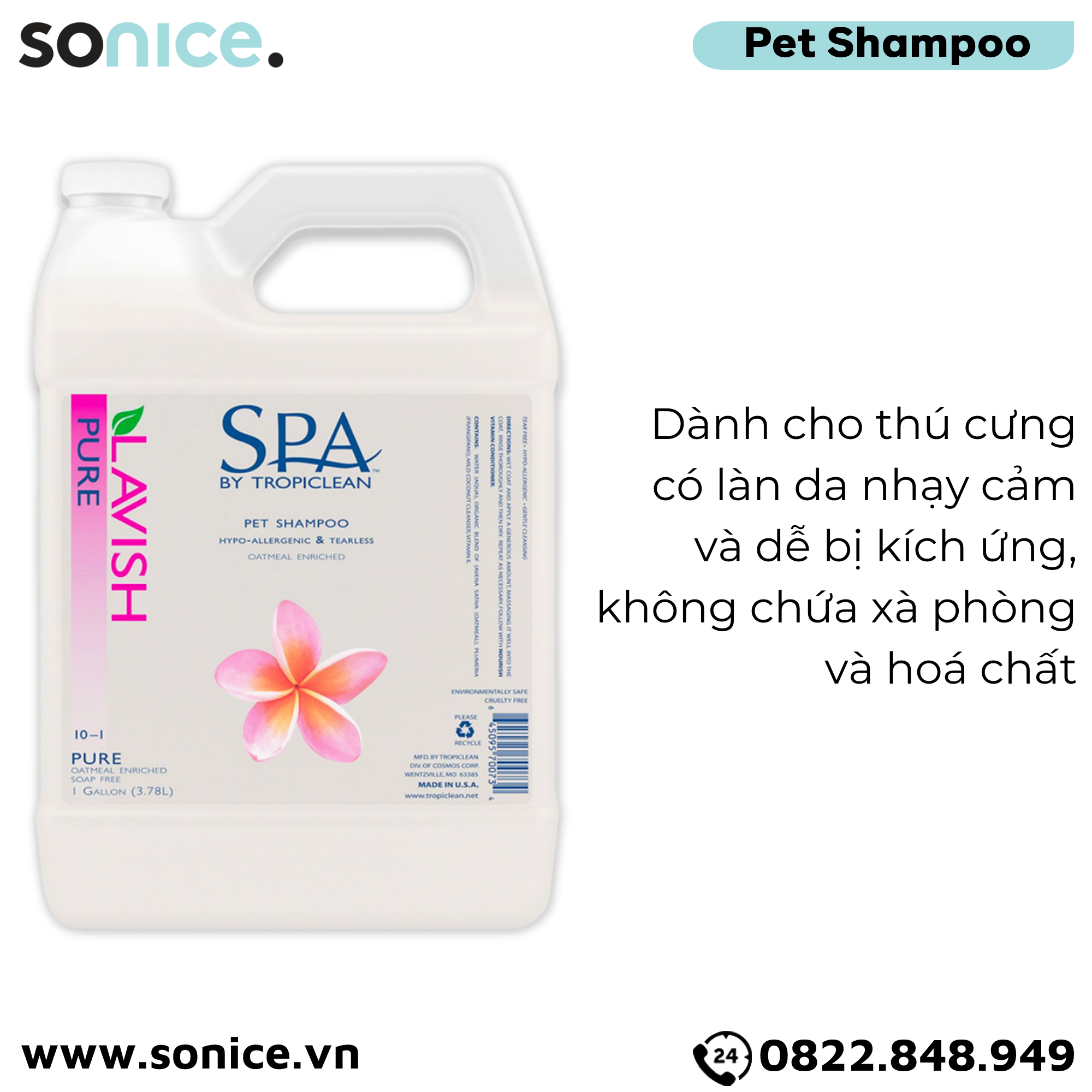  Sữa tắm Spa Pure Shampoo 3.78L - Hương hoa sứ SONICE. 