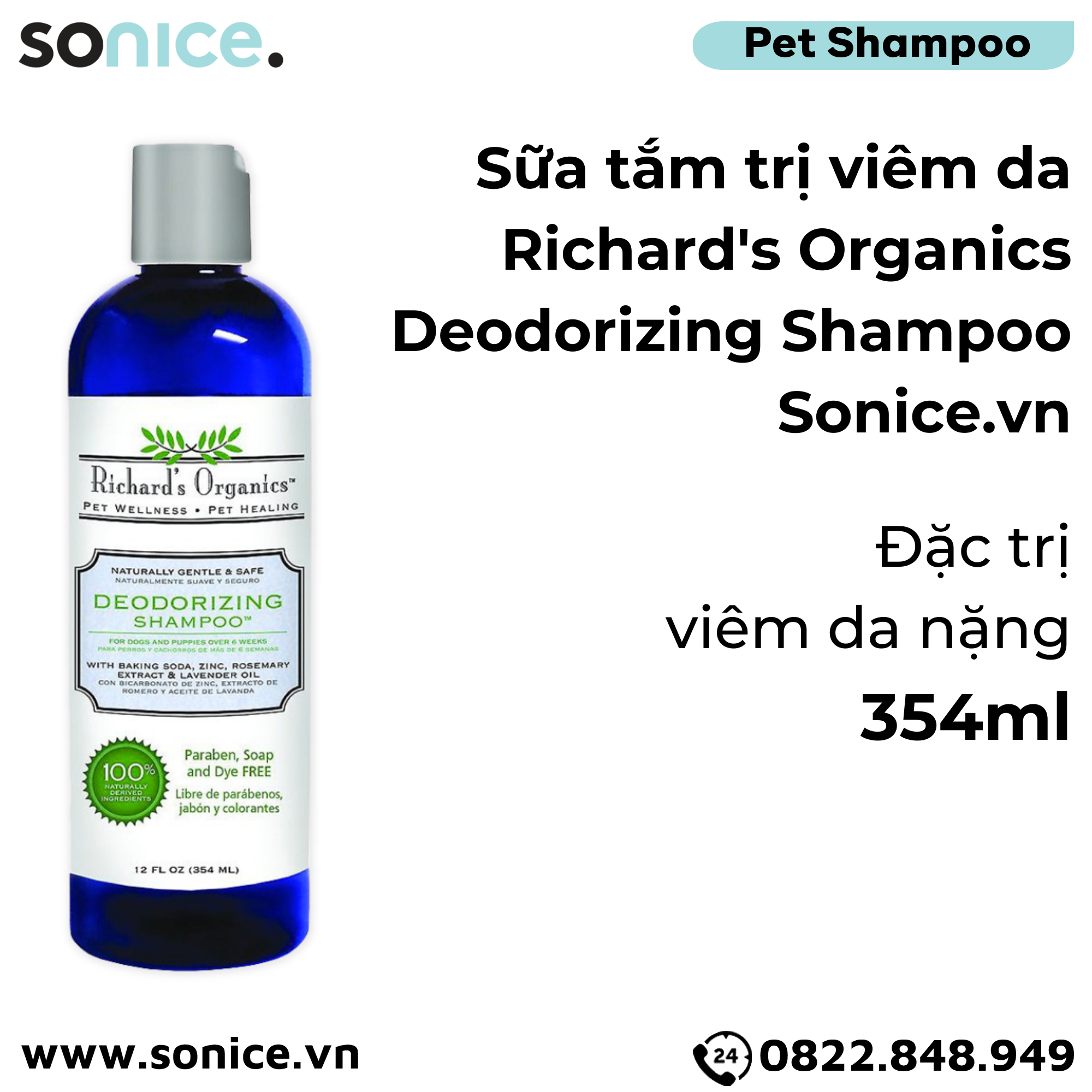  Sữa tắm Richard's Organics Deodorizing 354mL - Đặc trị viêm da nặng SONICE. 