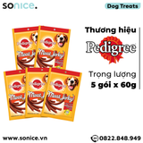  Combo Treats Pedigree Meat Jerky Stix Smoky Beef Flavor 60g - 5 gói - Que thịt bò xông khói SONICE. 