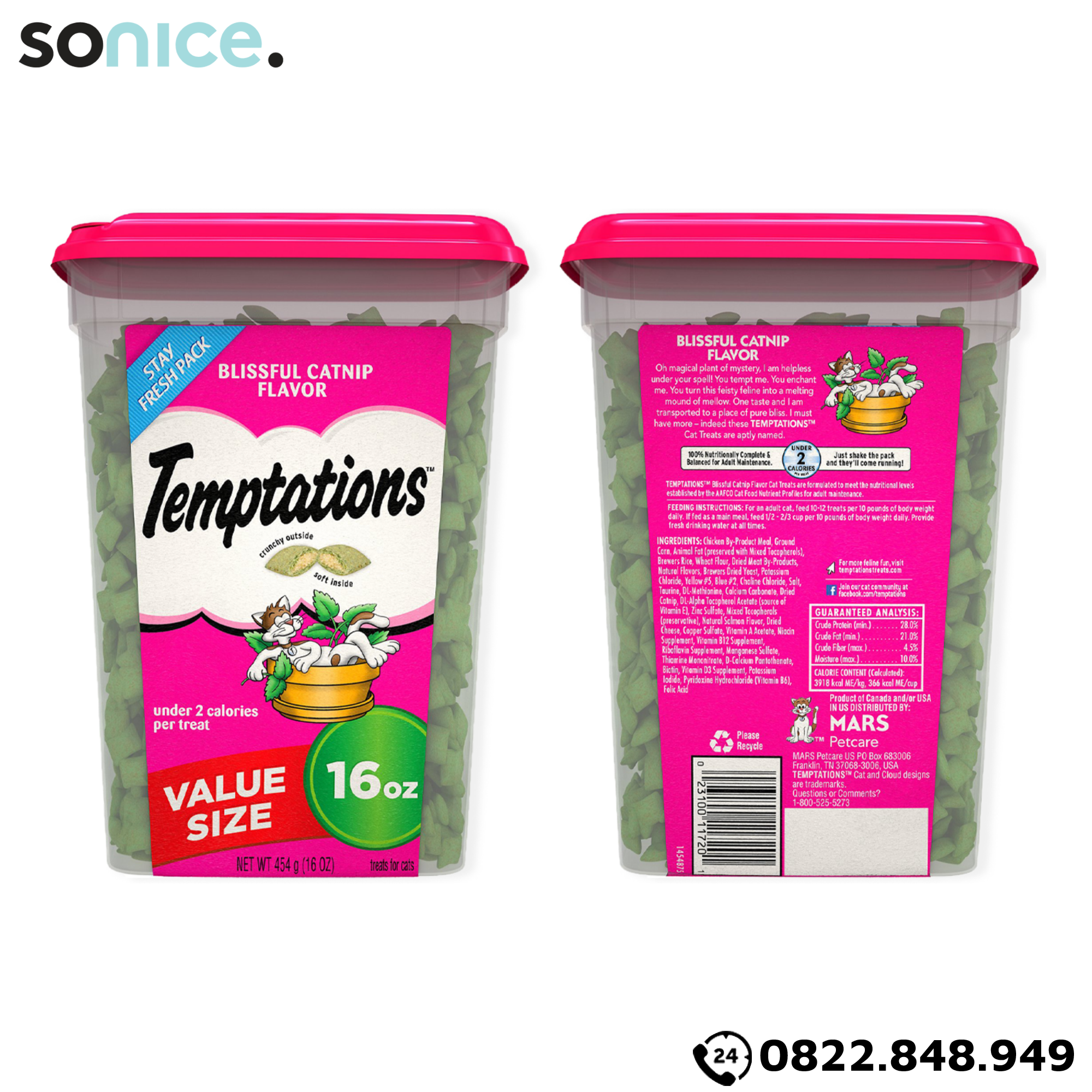  Treat mèo Temptations Mixups Blissful Catnip 454g - cỏ bạc hà, thịt gà SONICE. 