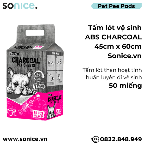  Tấm lót vệ sinh ABS CHARCOAL 45x60cm - 50 tấm than hoạt tính huấn luyện Pee Pads SONICE. 