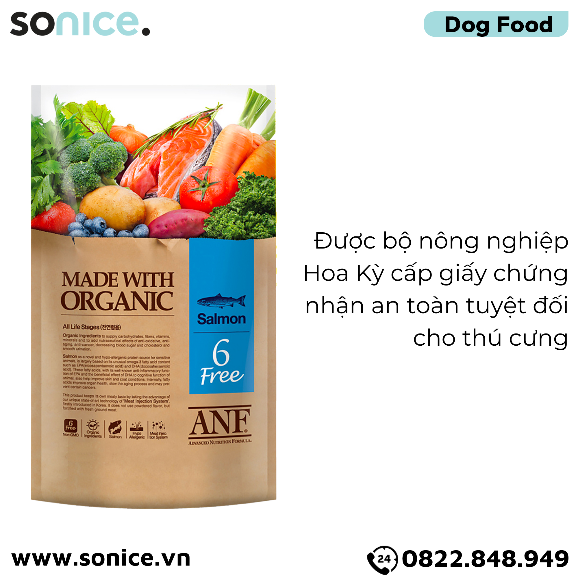  Thức ăn chó ANF Cá Hồi 6kg - Salmon SONICE. 