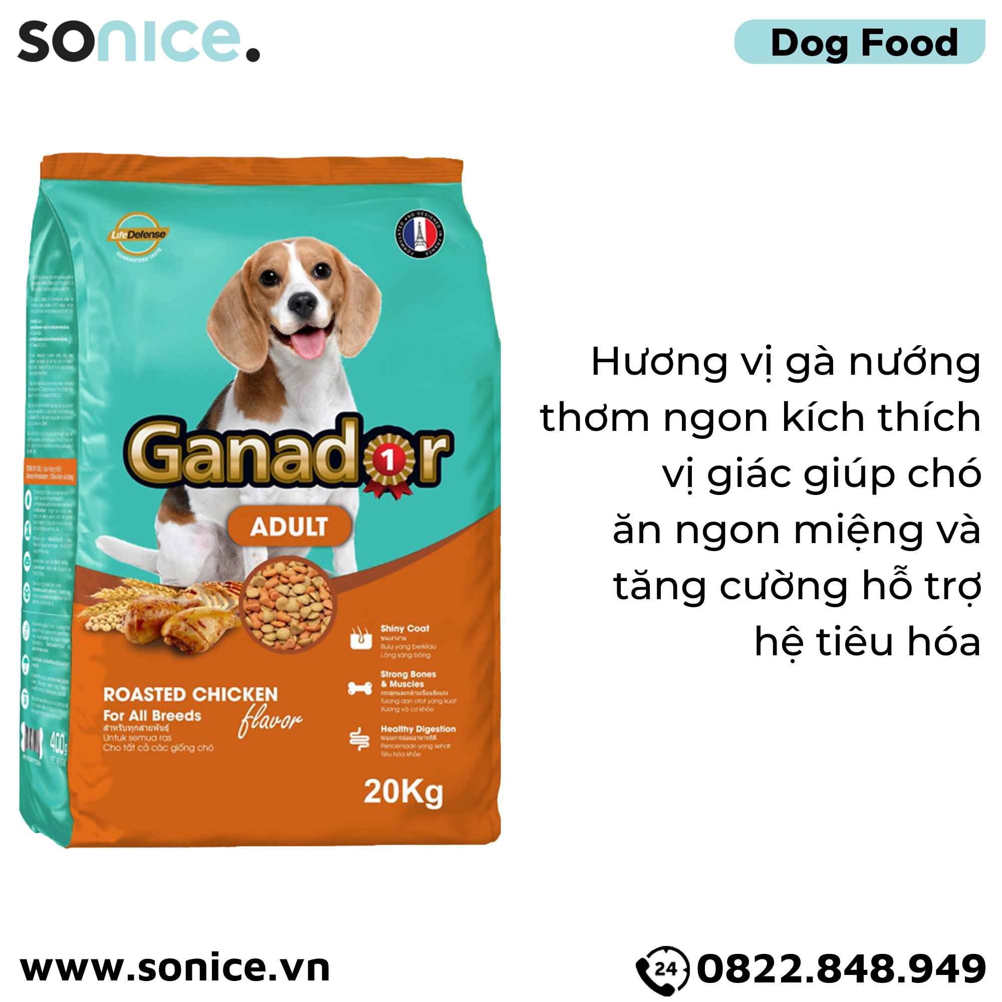  Thức ăn cho chó GANADOR Adult 20kg - Roasted Chicken SONICE. 