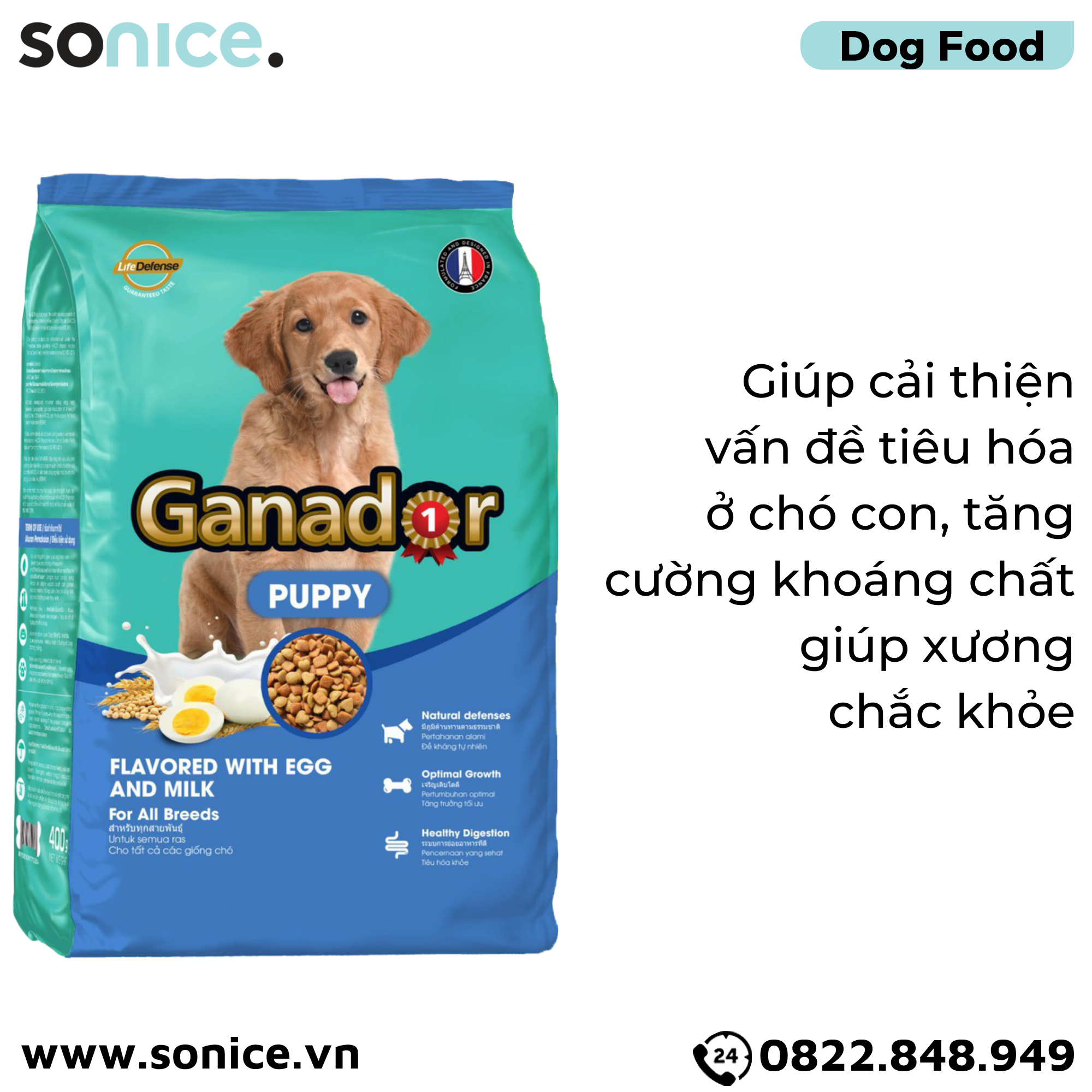  Thức ăn cho chó GANADOR Puppy 20kg - Egg & Milk SONICE. 