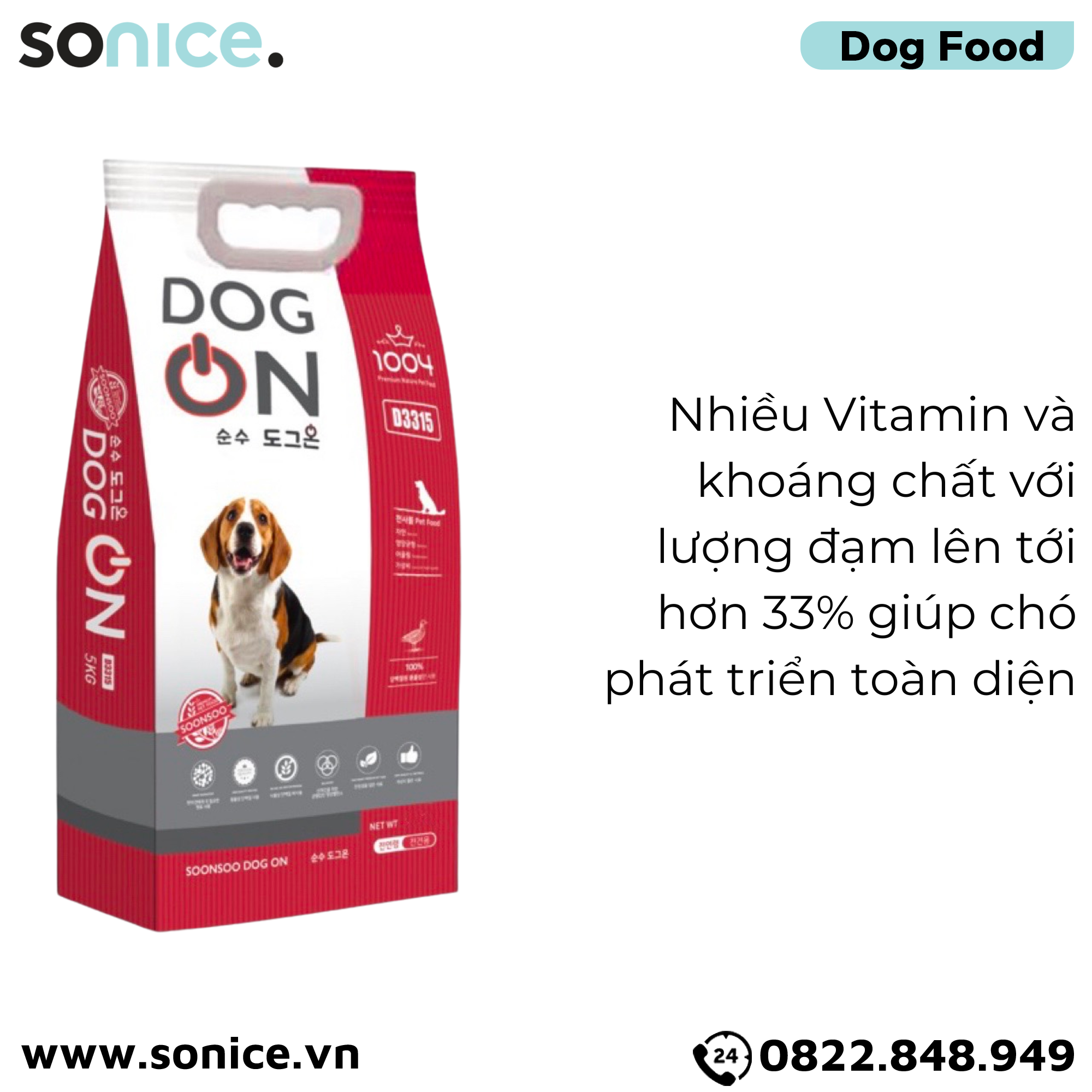  Thức ăn chó DOG ON Duck & Chicken 10kg - Dành cho chó mọi lứa tuổi nhập Korea SONICE. 