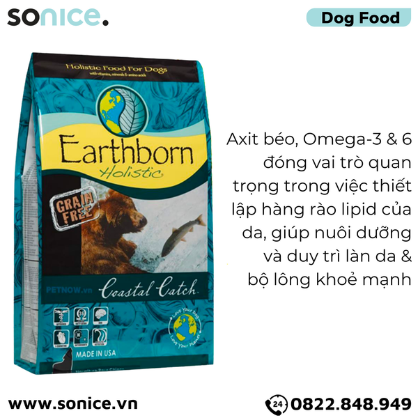 Thức ăn chó Earthborn Coastal Catch - 5kg dành cho mọi lứa tuổi SONICE. 