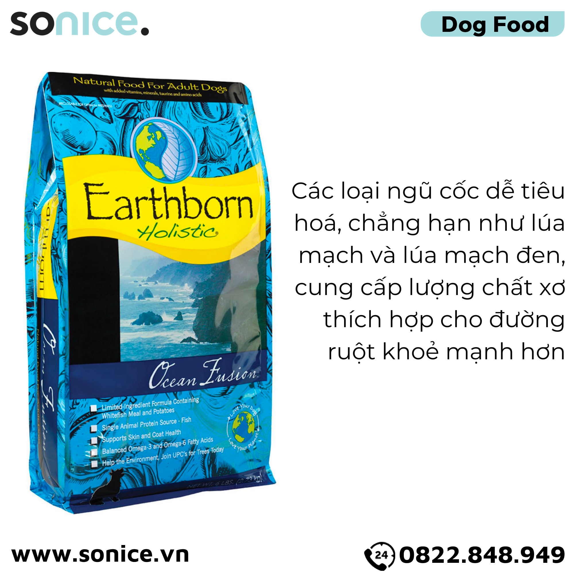  Thức ăn chó Earthborn Ocean Fusion - 5kg dành cho mọi lứa tuổi SONICE. 