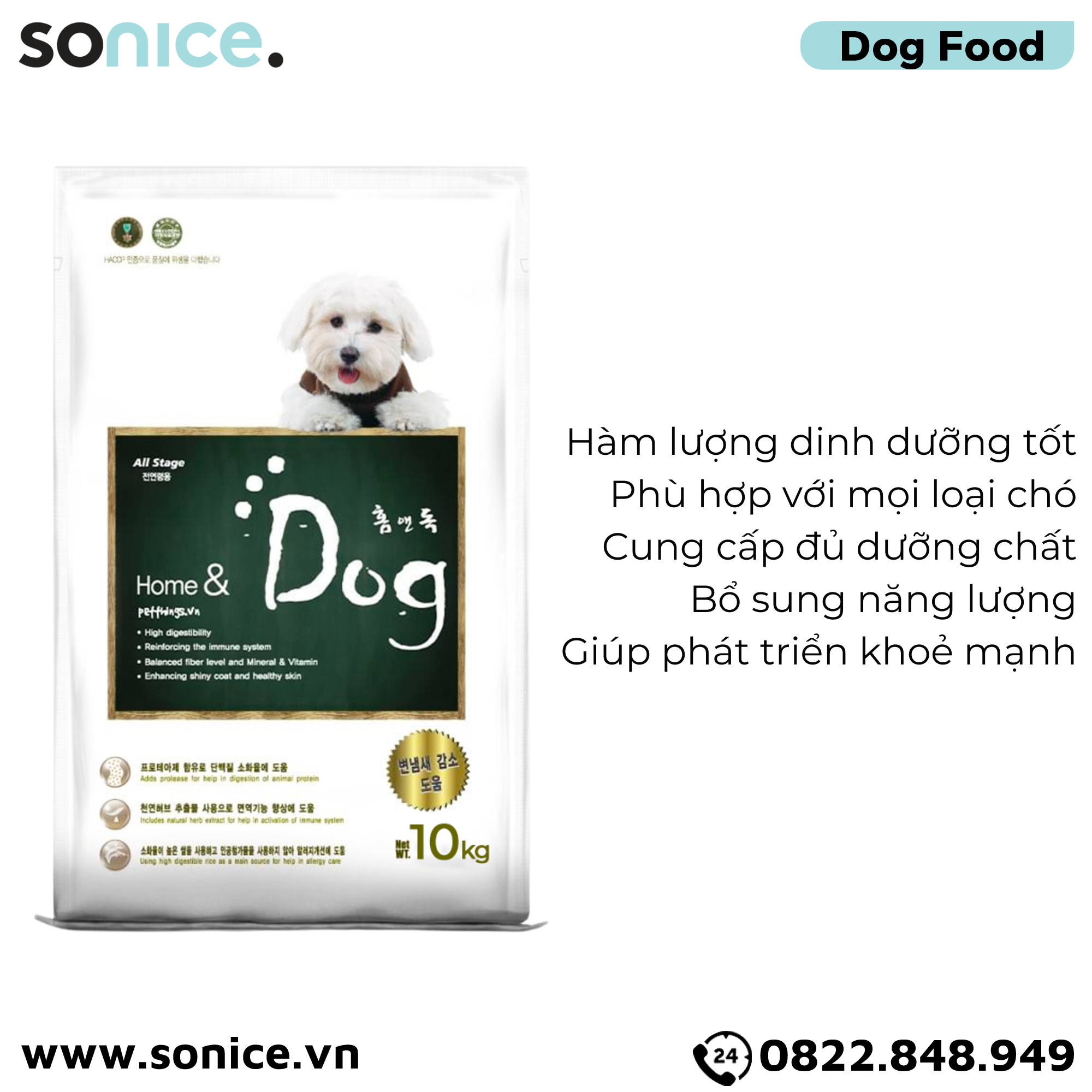  Thức ăn chó Home Dog 10kg - nhập Hàn Quốc SONICE. 