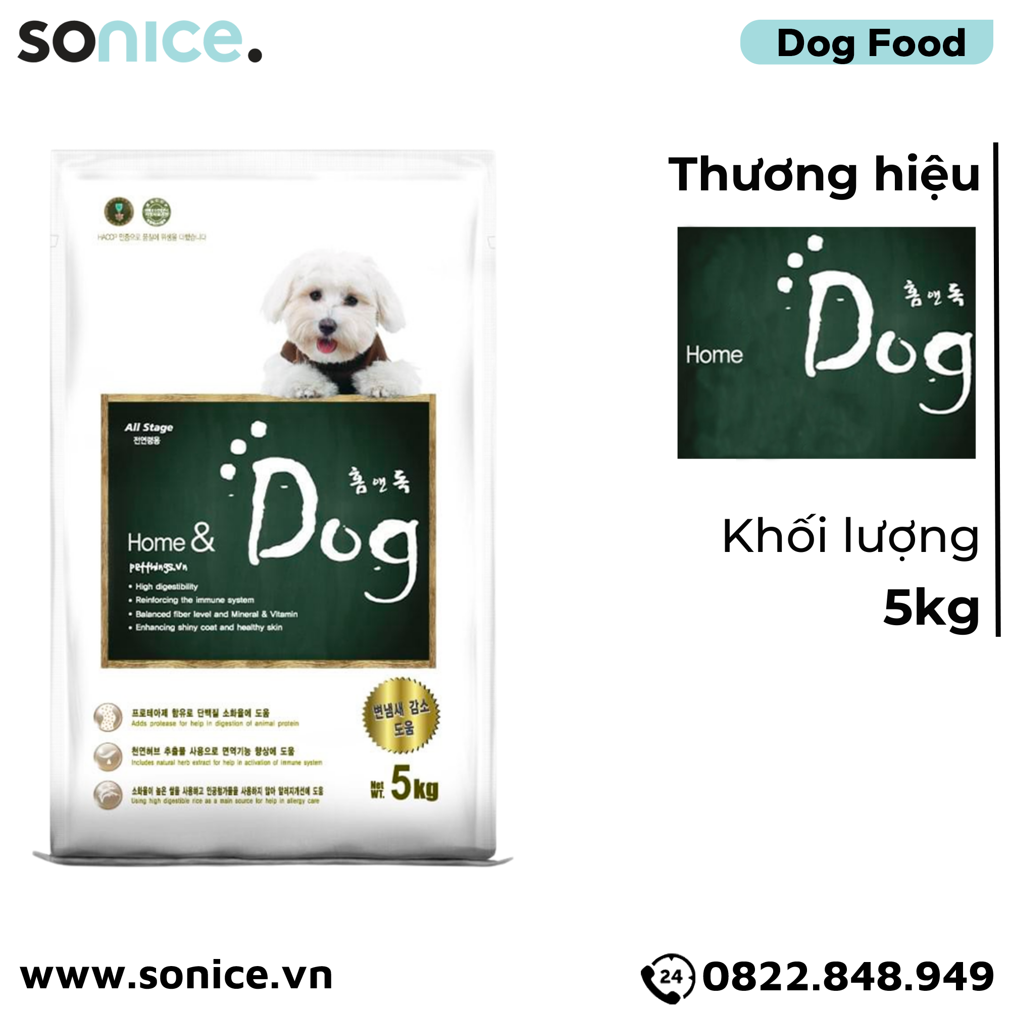  Thức ăn chó Home Dog 5kg - nhập Hàn Quốc SONICE. 