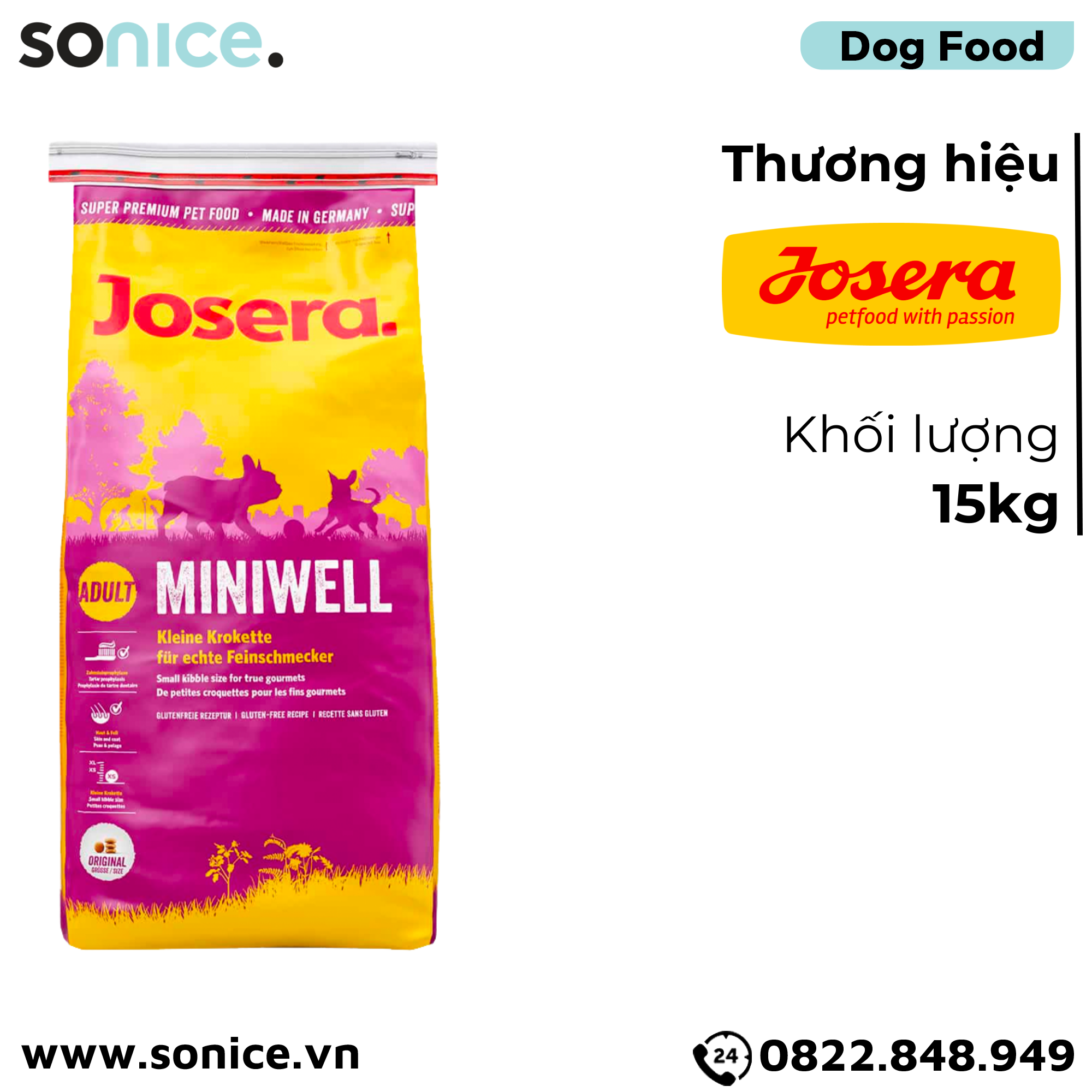  Thức ăn chó Josera Mini Well Adult 15kg - chó lớn giống nhỏ Nhập Germany SONICE. 