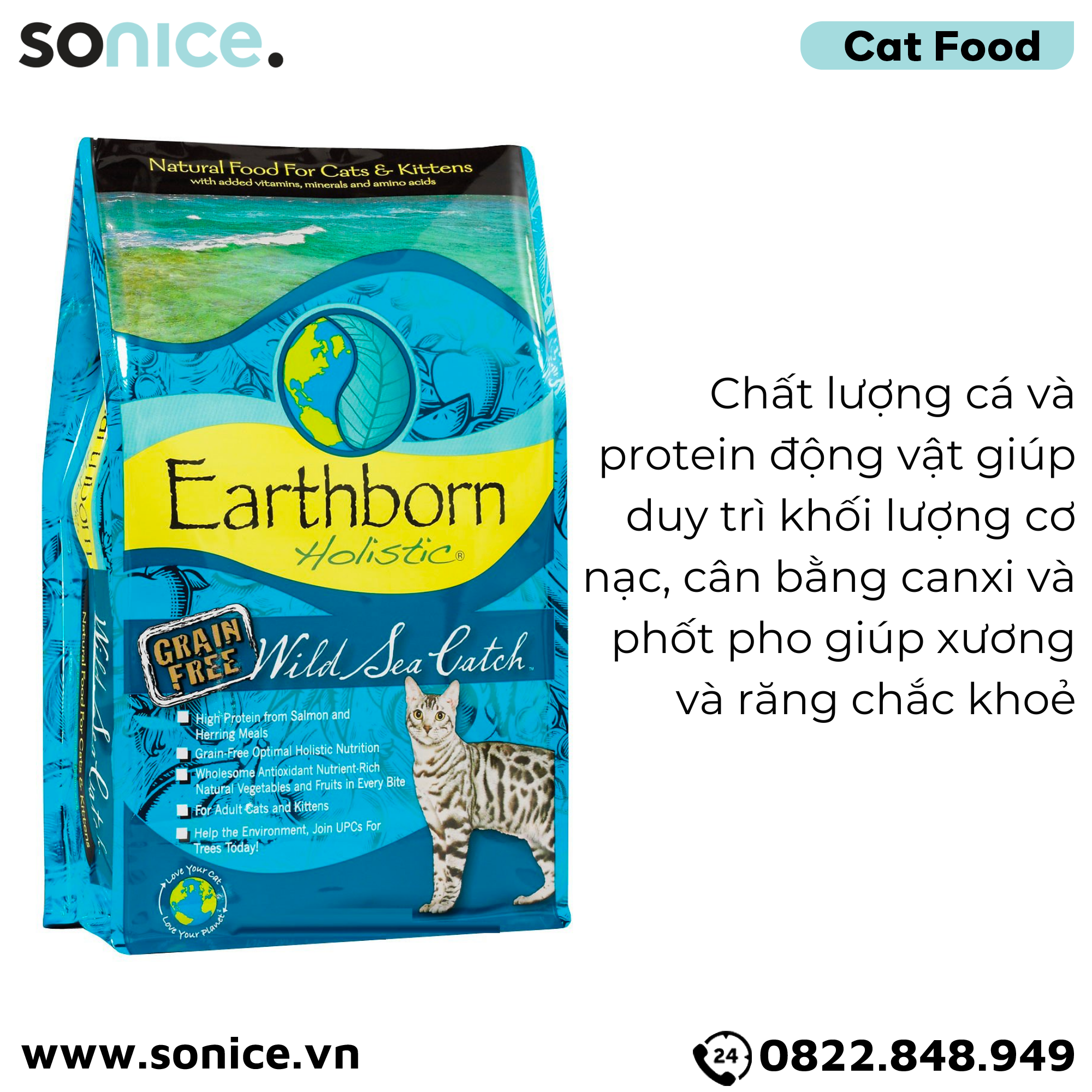  Thức ăn mèo Earthborn Wild Sea Catch - 6kg SONICE. 
