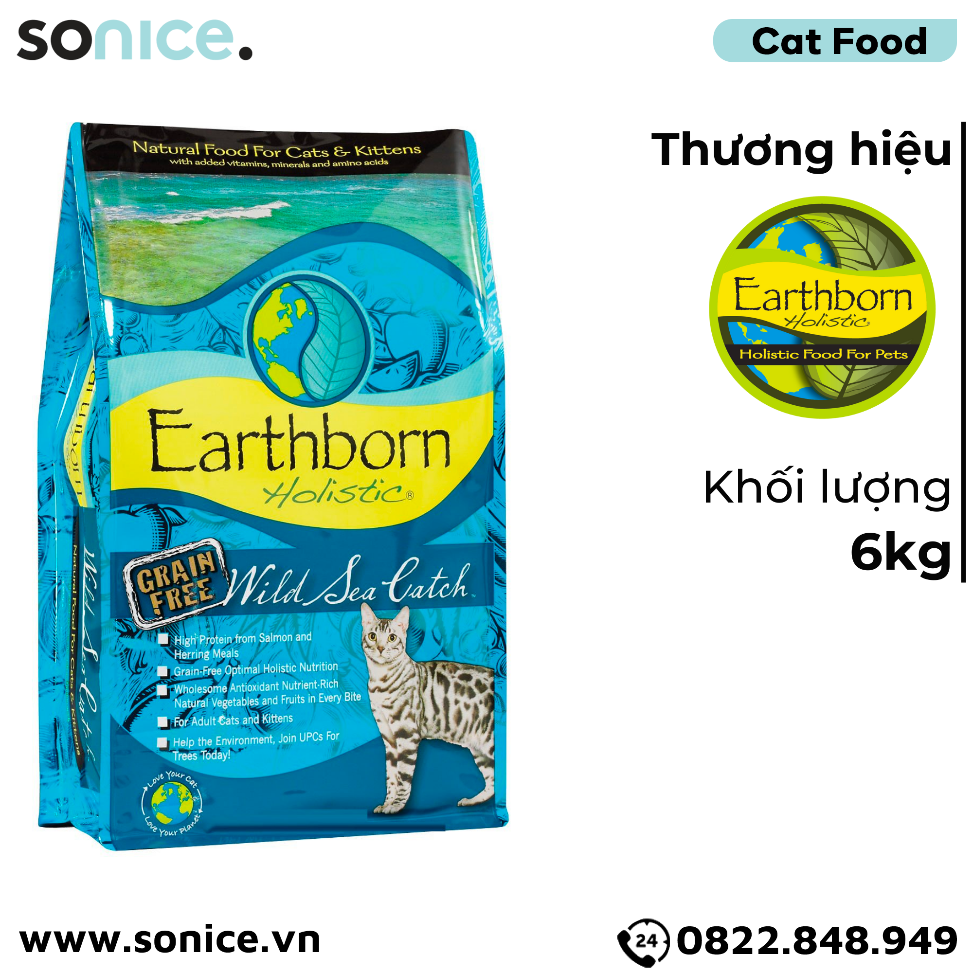  Thức ăn mèo Earthborn Wild Sea Catch - 6kg SONICE. 