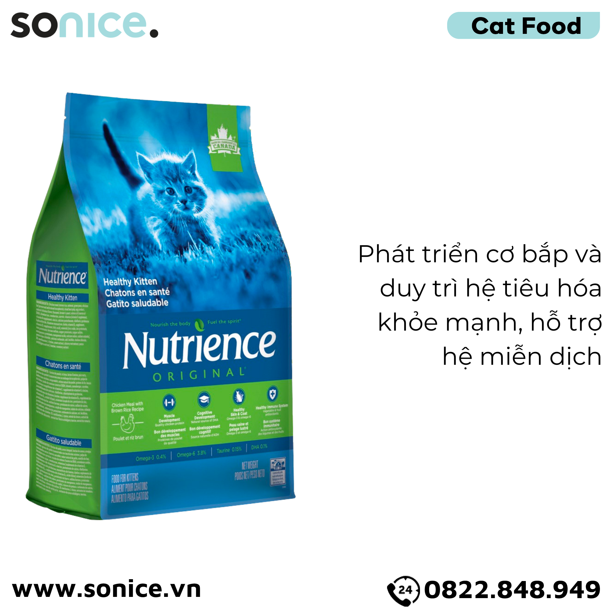  Thức ăn mèo Nutrience Original Kitten thịt gà rau củ 2.5kg - Mèo con SONICE. 