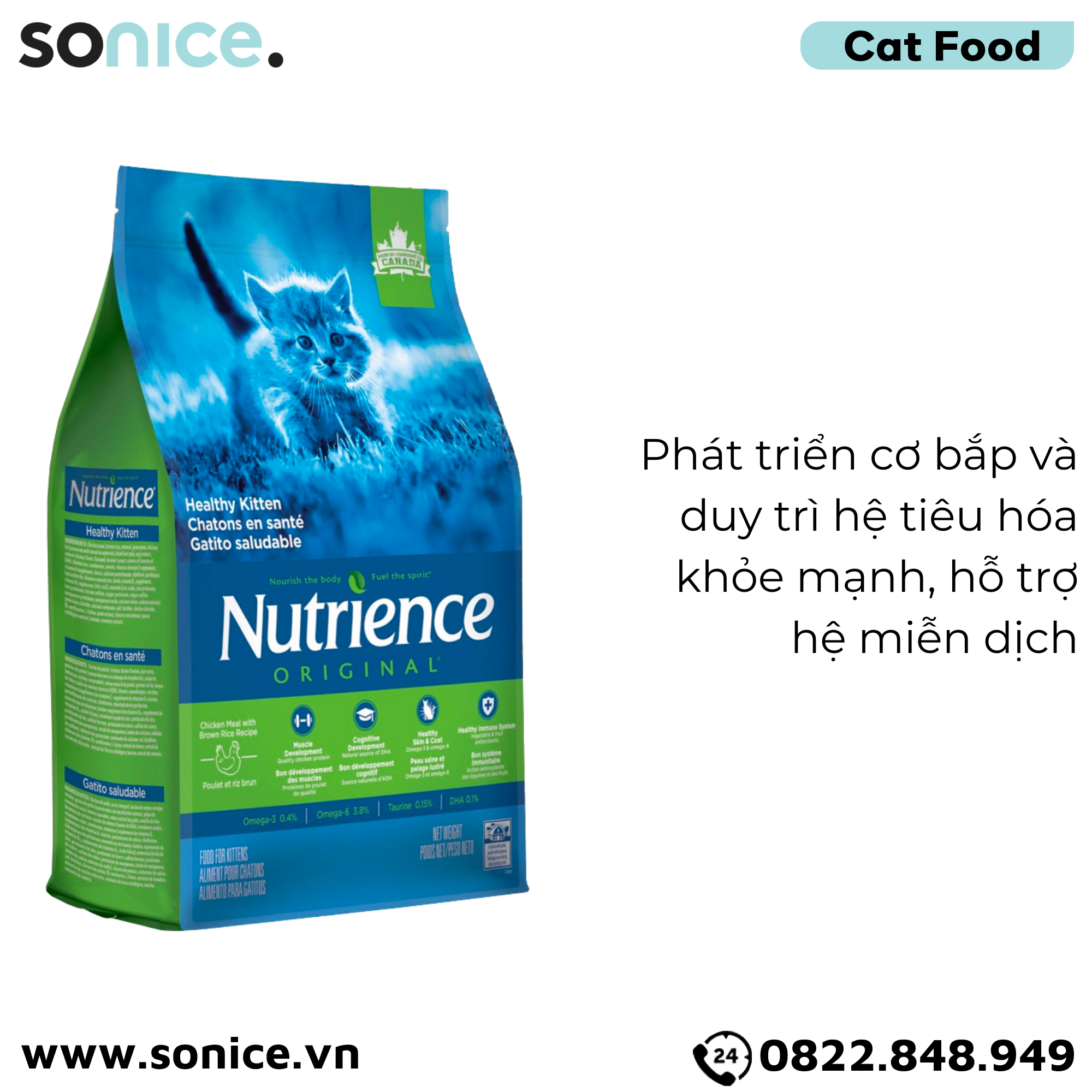  Thức ăn mèo Nutrience Original Kitten thịt gà rau củ 5kg - Mèo con SONICE. 