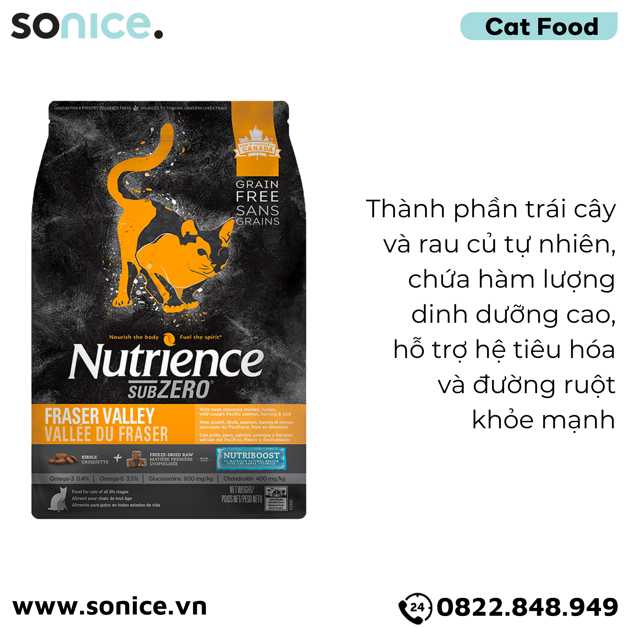  Thức ăn mèo Nutrience SubZero gà tây cá hồi rau củ 10kg SONICE. 