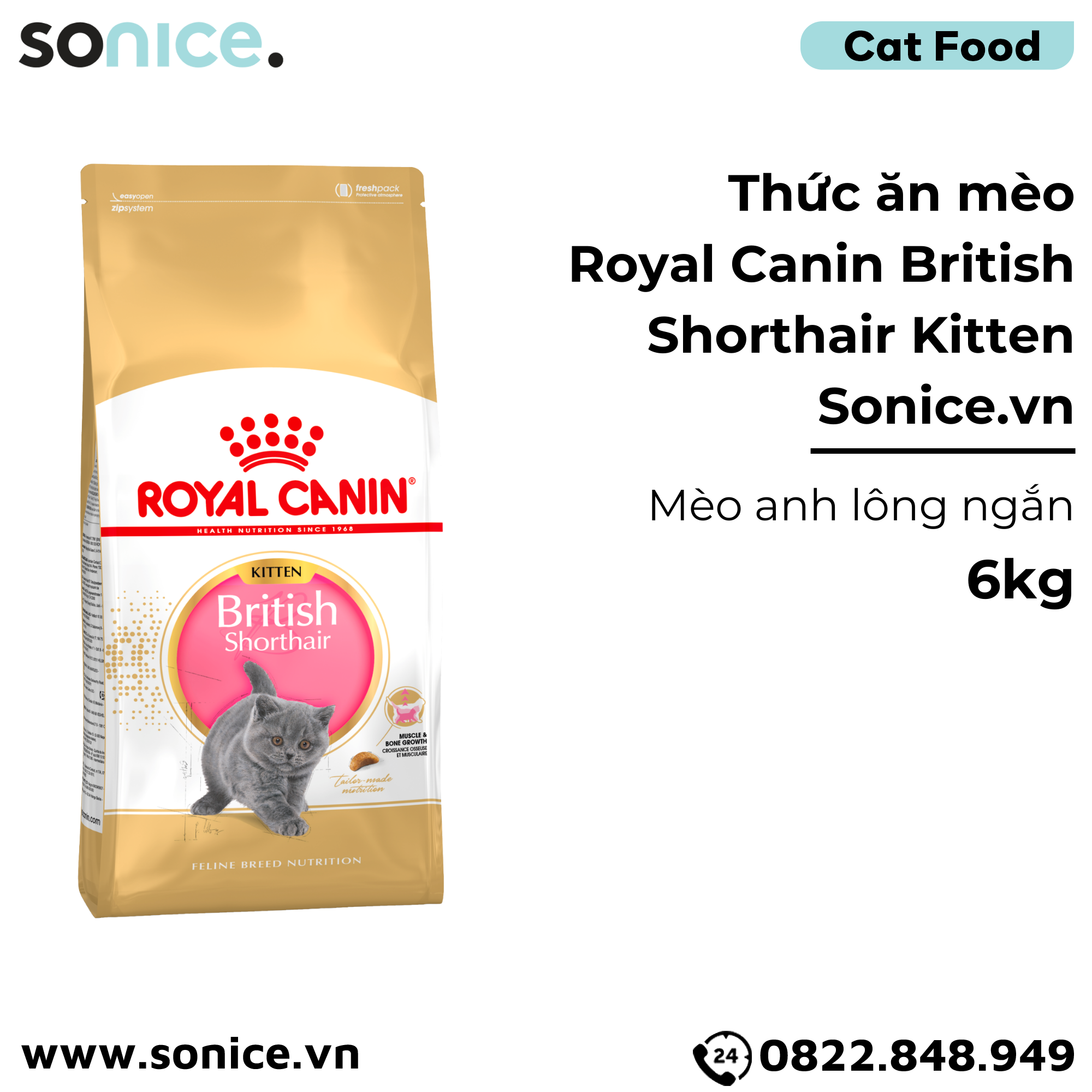  Thức ăn mèo Royal Canin British Shorthair Kitten 6kg  SONICE. 