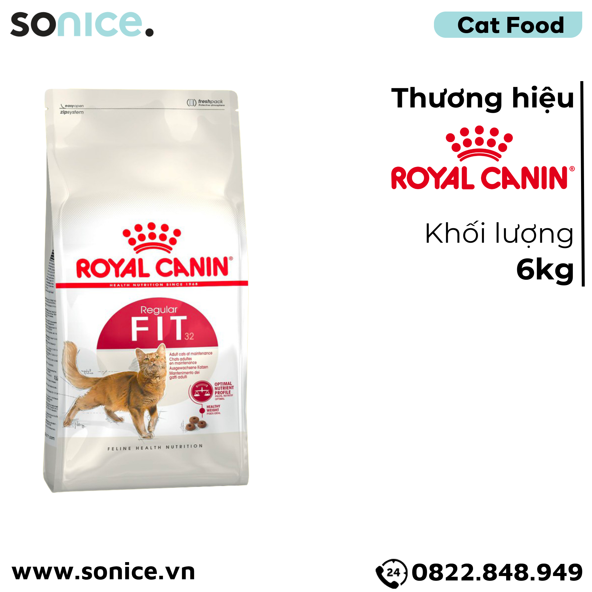  Thức ăn mèo Royal Canin FIT32 6kg SONICE. 