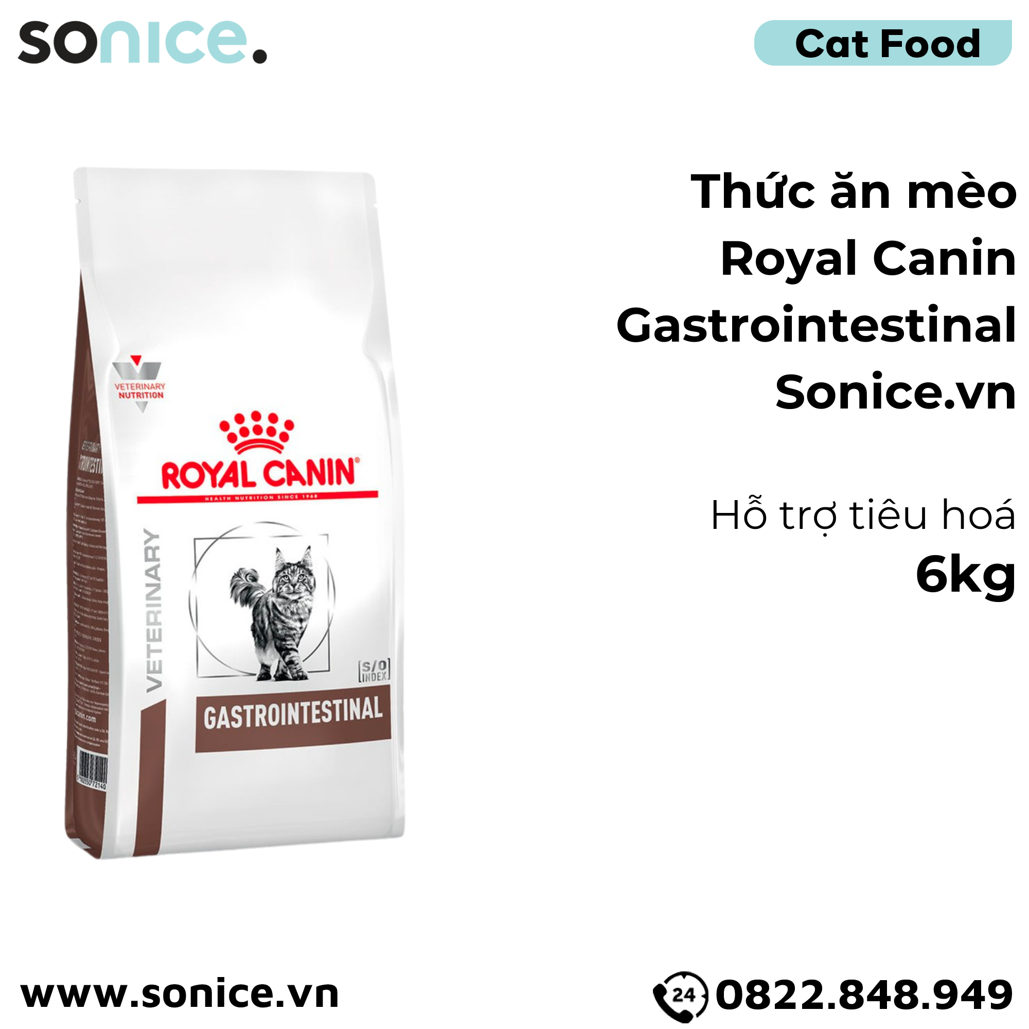  Thức ăn mèo Royal Canin Gastrointestinal 6kg - Hỗ trợ tiêu hoá SONICE. 