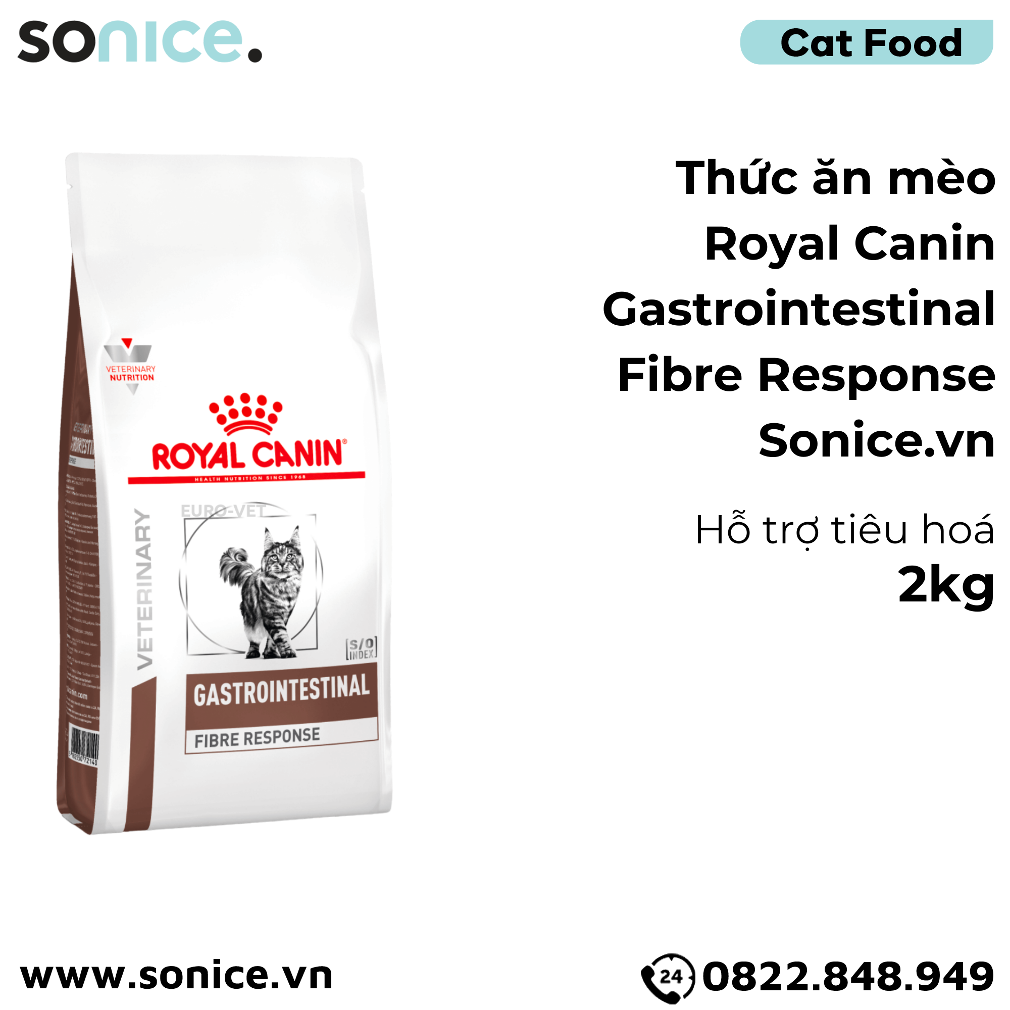  Thức ăn mèo Royal Canin Gastrointestinal Fibre Response 2kg - Hỗ trợ tiêu hoá SONICE. 