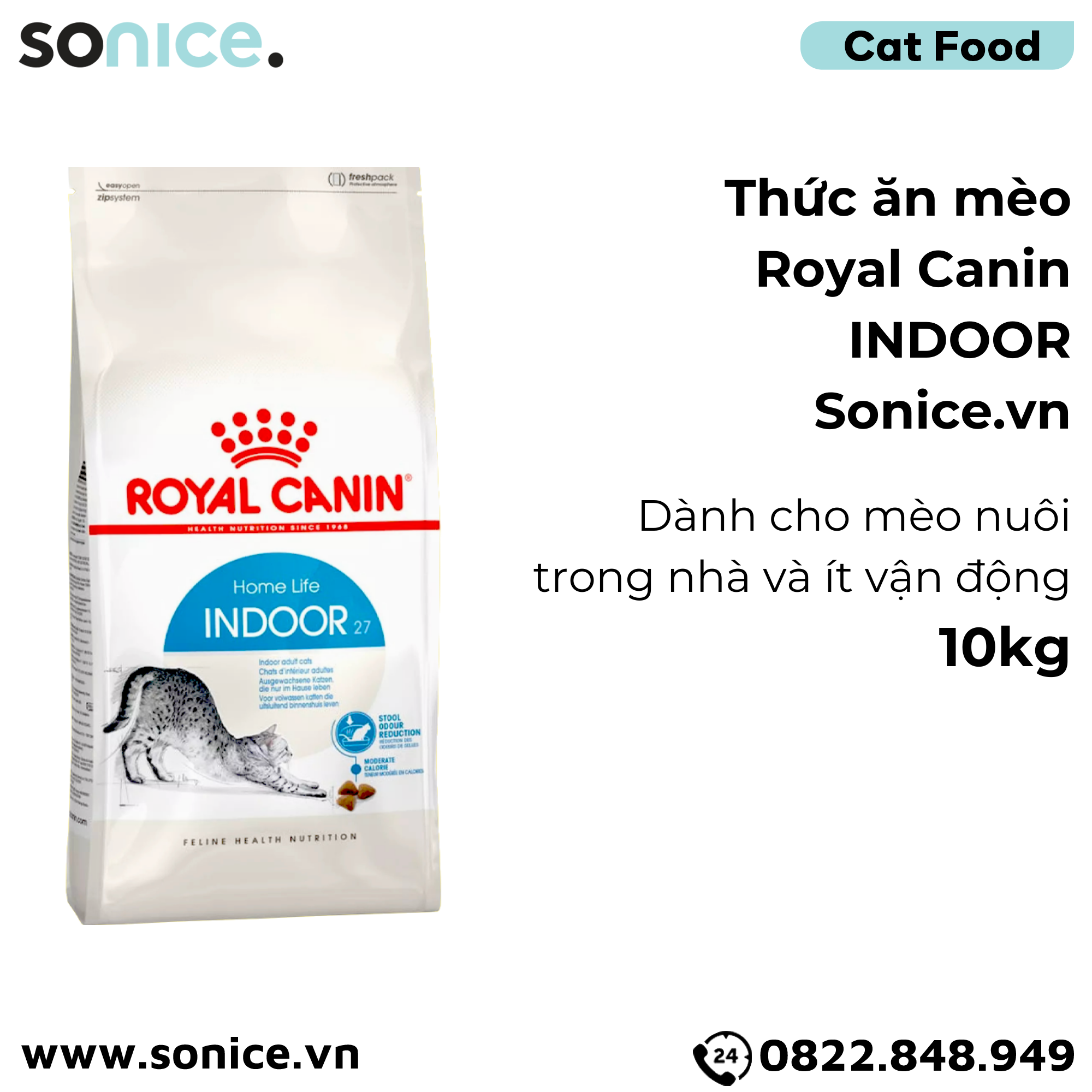  Thức ăn mèo Royal Canin INDOOR 10kg SONICE. 