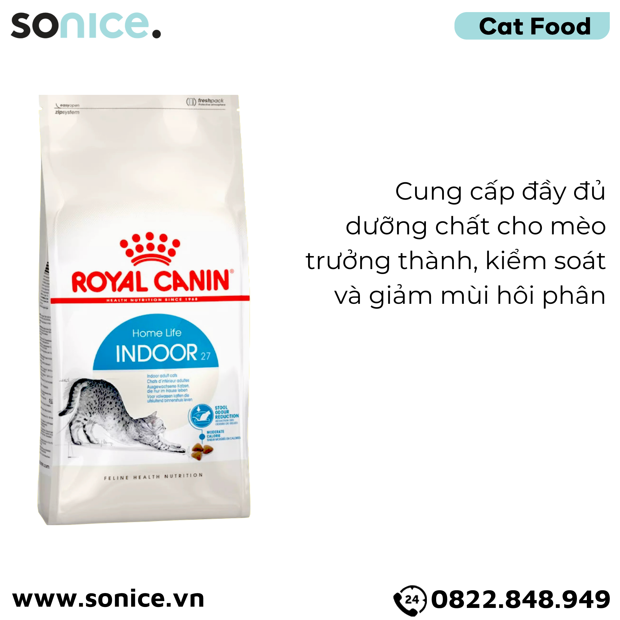  Thức ăn mèo Royal Canin INDOOR 10kg SONICE. 