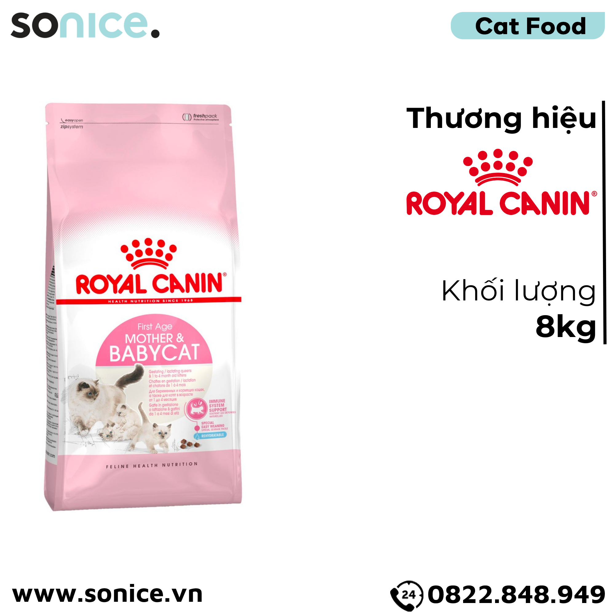  Thức ăn mèo Royal Canin MOTHER & BabyCat 8kg SONICE. 