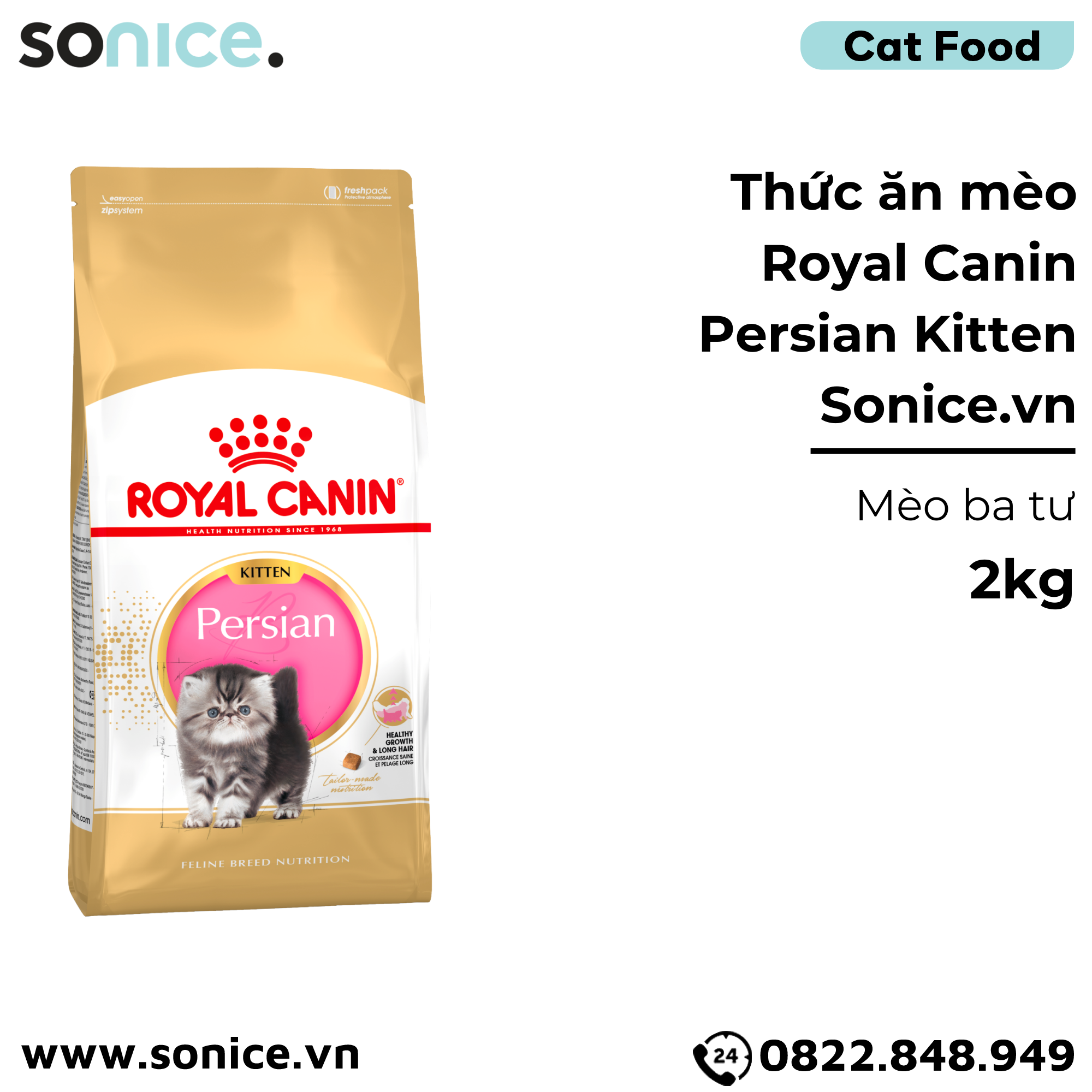  Thức ăn mèo Royal Canin Persian Kitten 2kg - mèo con Ba Tư SONICE. 