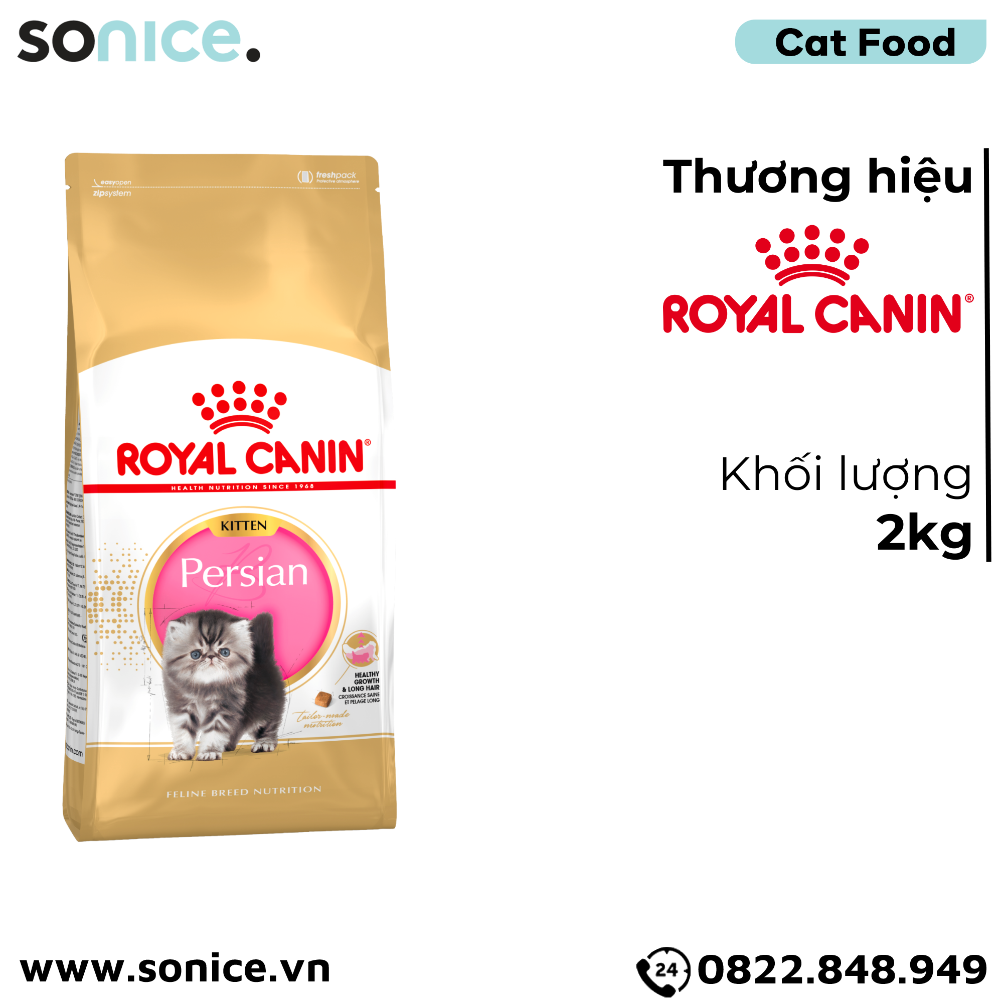  Thức ăn mèo Royal Canin Persian Kitten 2kg - mèo con Ba Tư SONICE. 