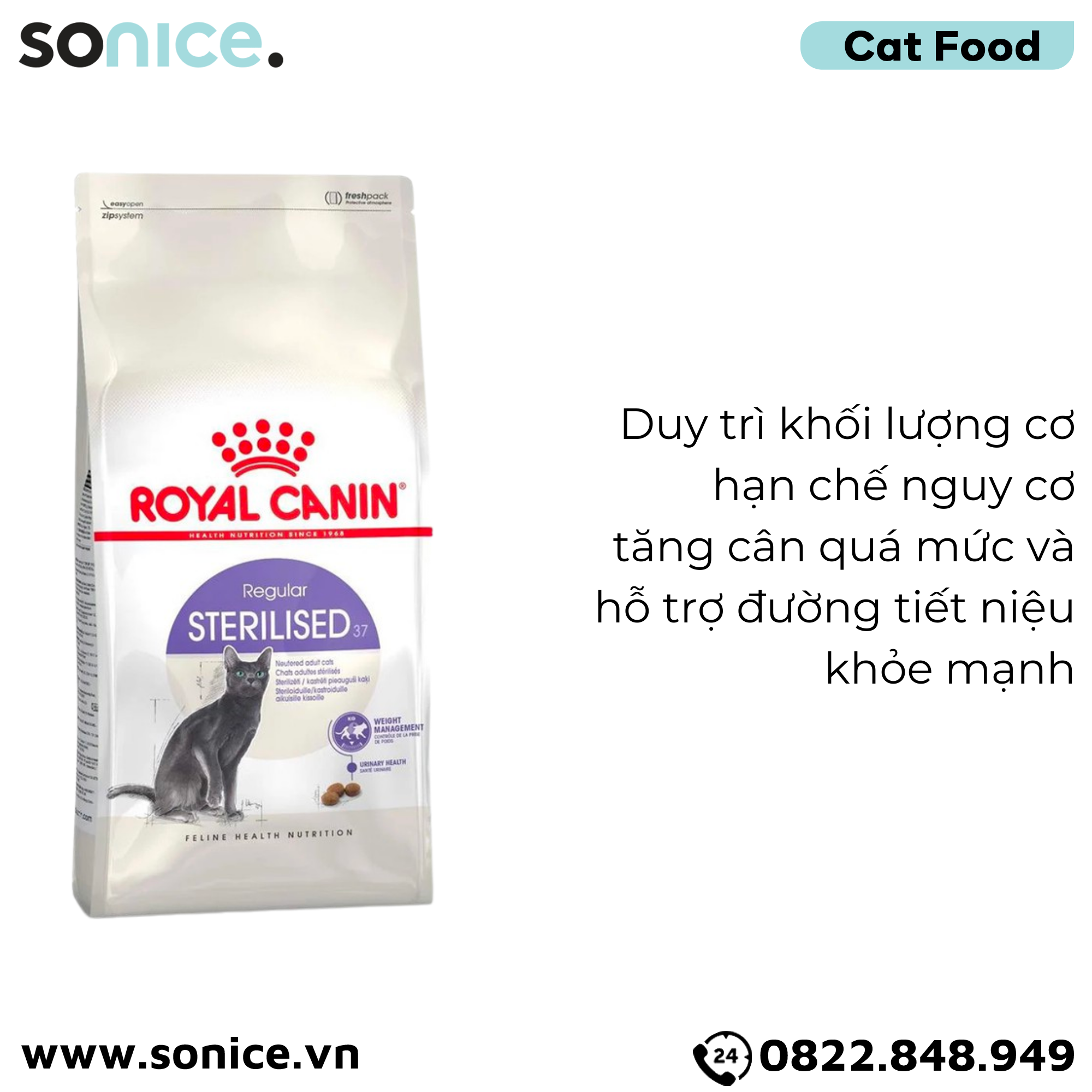  Thức ăn mèo Royal Canin Regular Sterilised - 2kg - Hỗ trợ mèo triệt sản SONICE. 