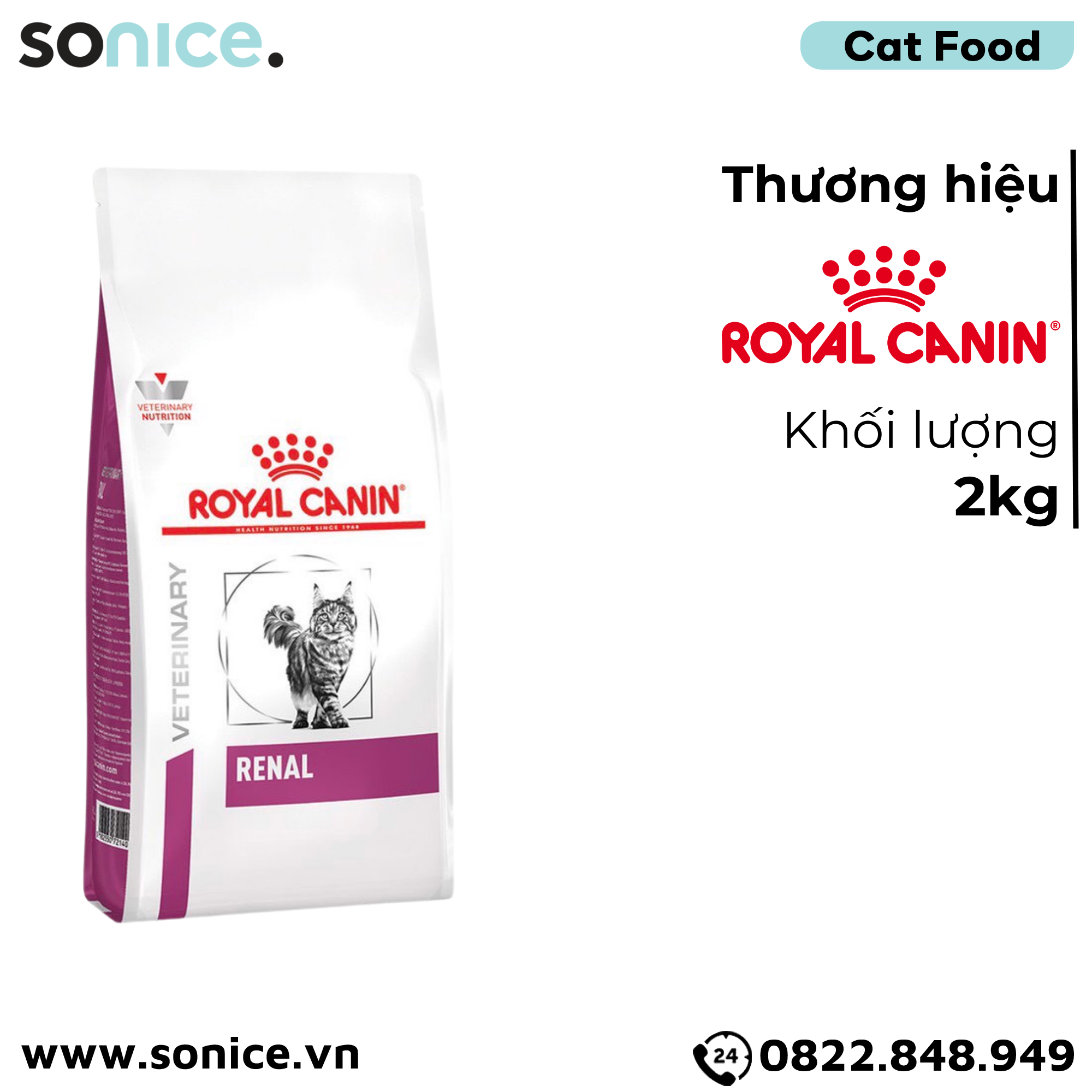  Thức ăn mèo Royal Canin RENAL FELINE 2kg SONICE. 