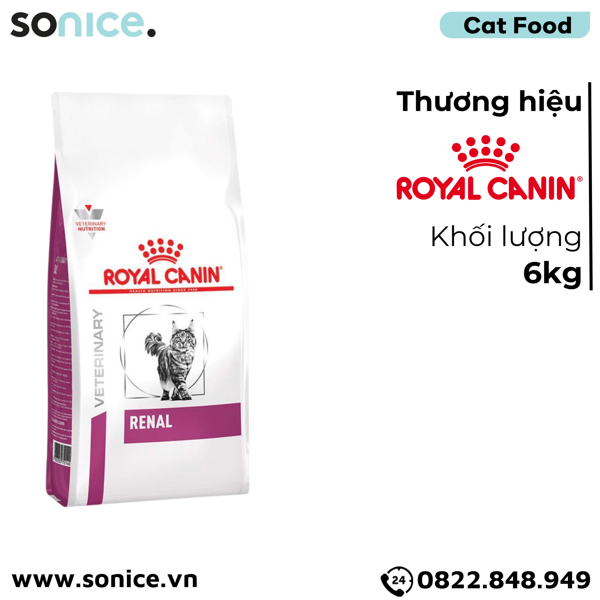  Thức ăn mèo Royal Canin RENAL FELINE 6kg SONICE. 