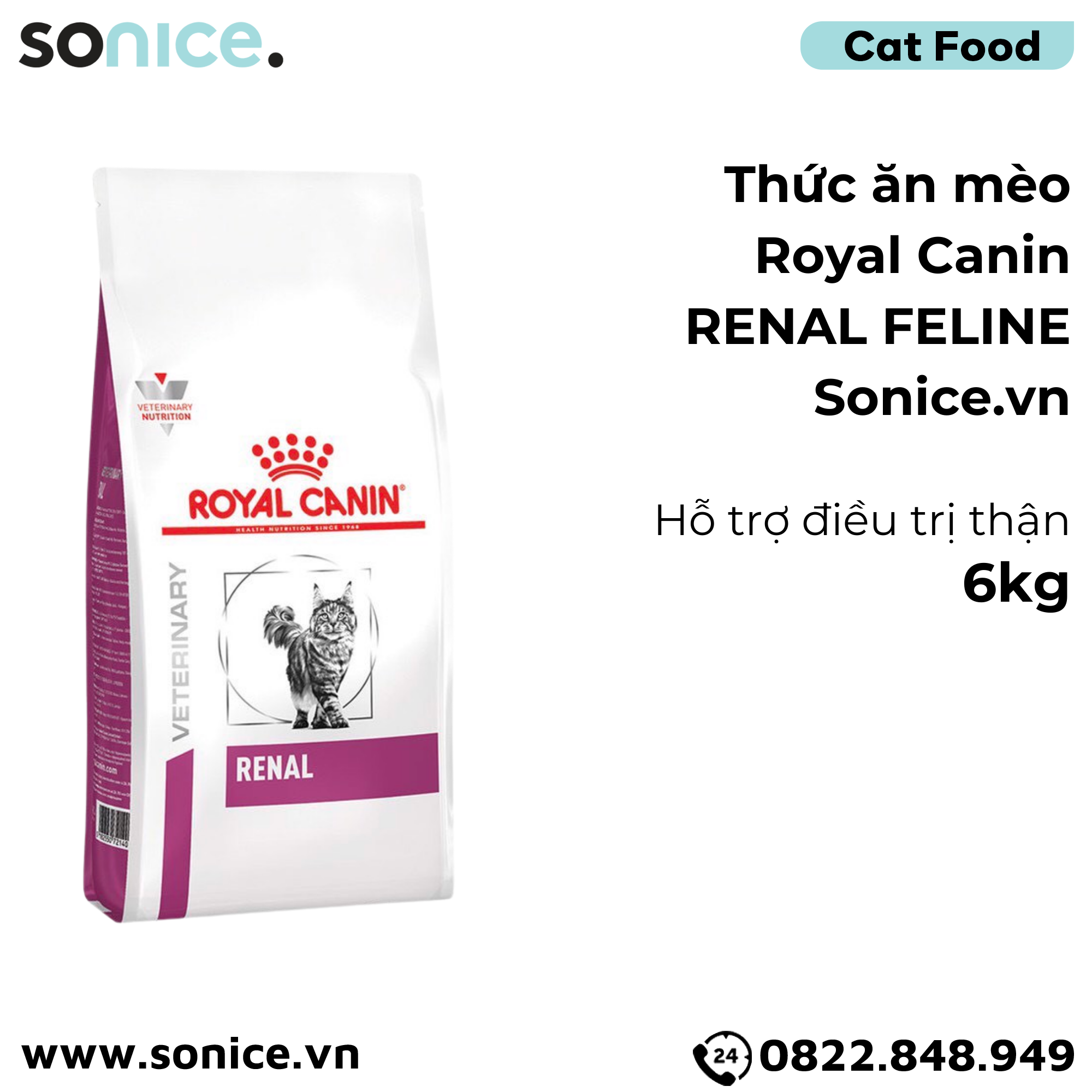  Thức ăn mèo Royal Canin RENAL FELINE 6kg SONICE. 