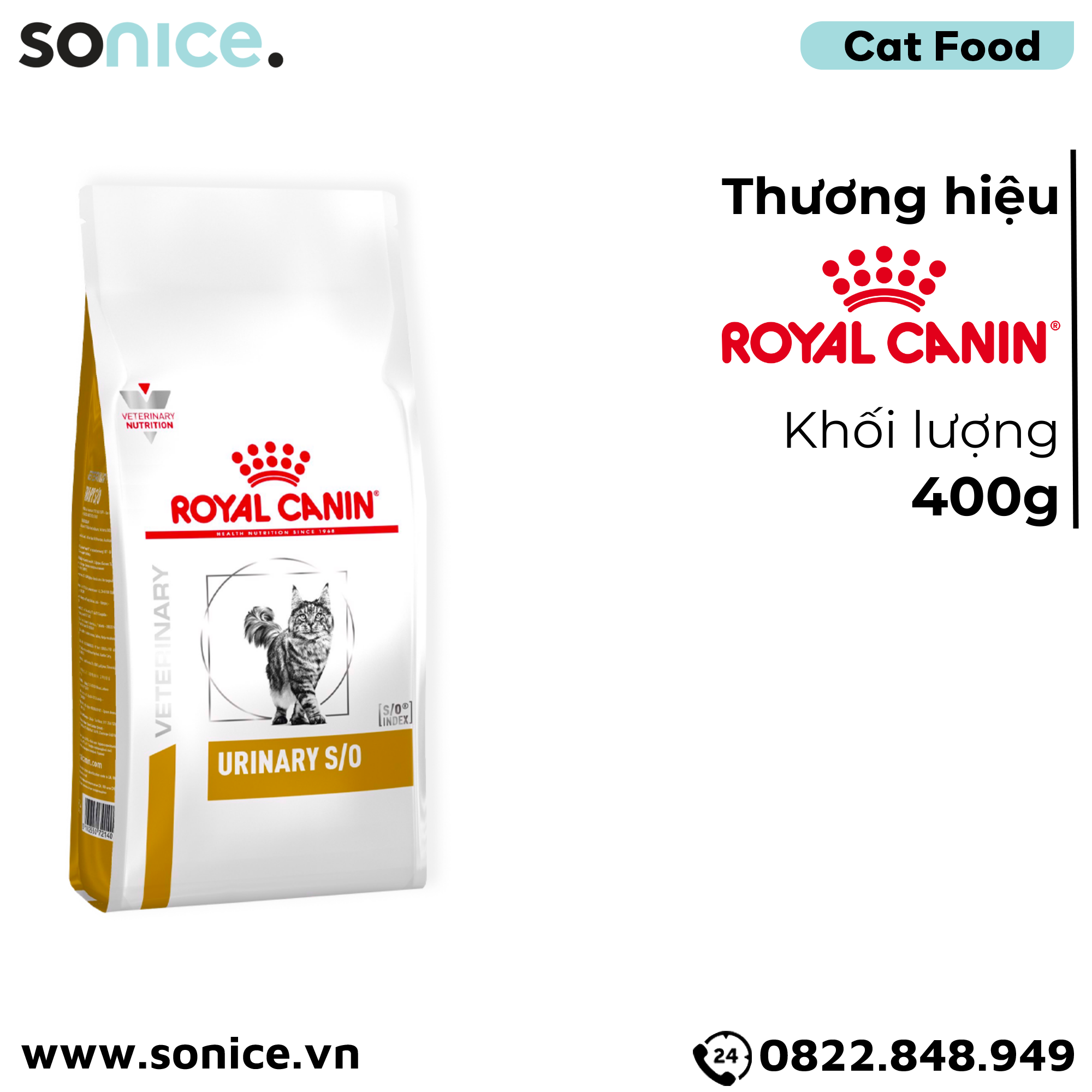  Thức ăn mèo Royal Canin Urinary S/O Feline 400g - Hỗ trợ trị sỏi bàng quang SONICE. 