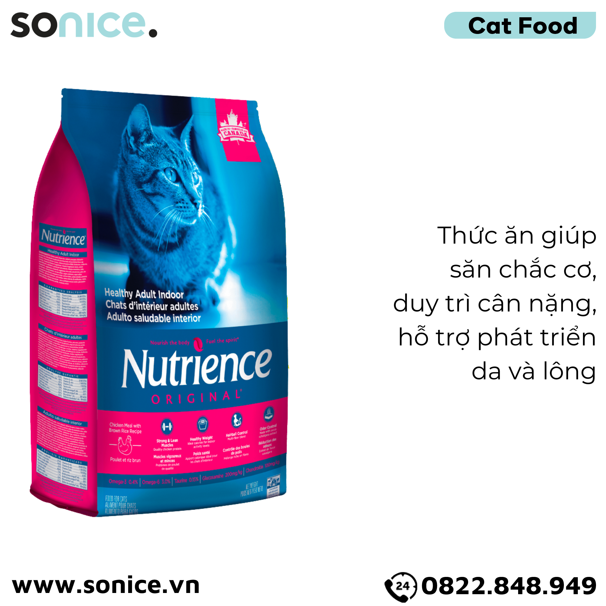  Thức ăn mèo Nutrience Original Adult thịt gà rau củ 2.5kg - Mèo lớn SONICE. 