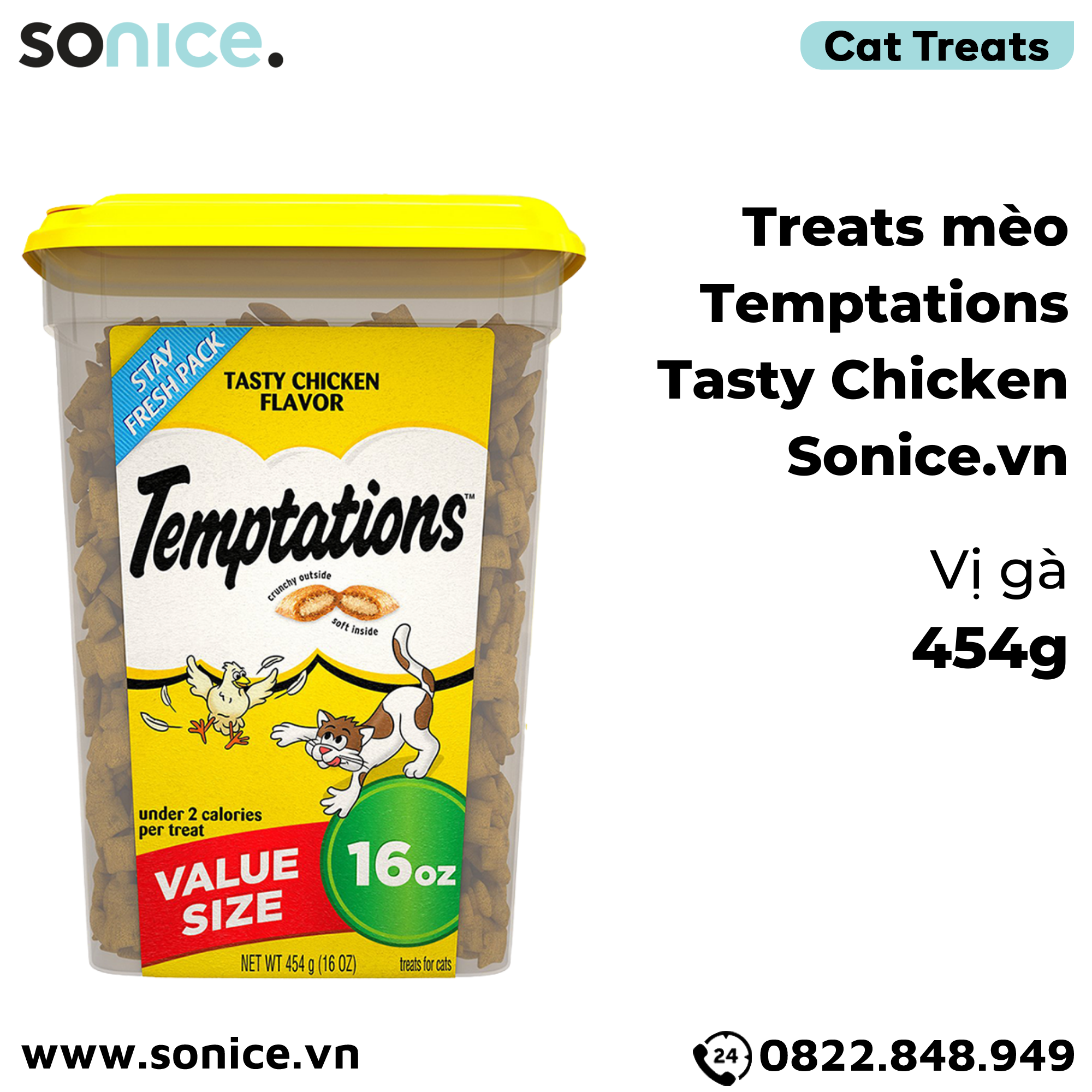  Treat mèo Temptations Tasty Chicken 454g - Vị gà cat treats SONICE. 