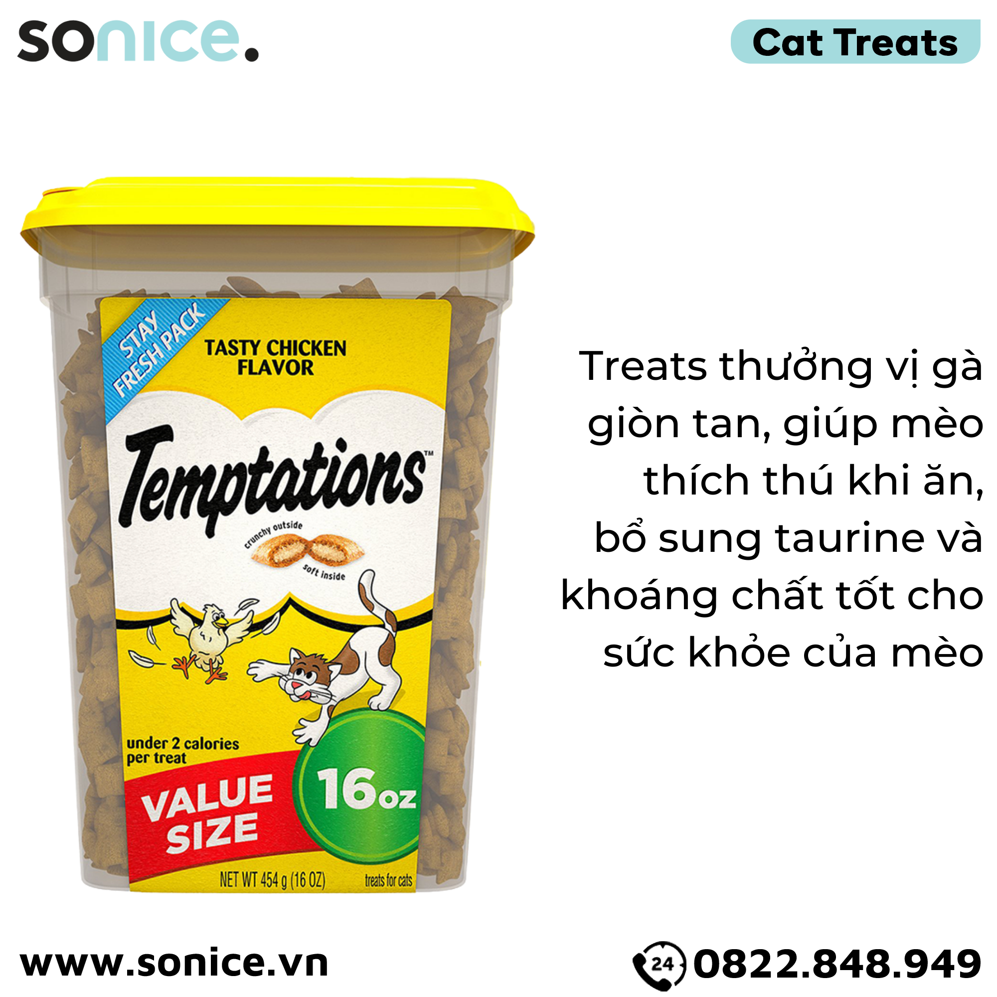  Treat mèo Temptations Tasty Chicken 454g - Vị gà cat treats SONICE. 