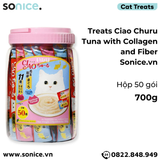  Treats Ciao Churu Tuna with Collagen and Fiber 700g - Hộp 50 gói mix SONICE. 